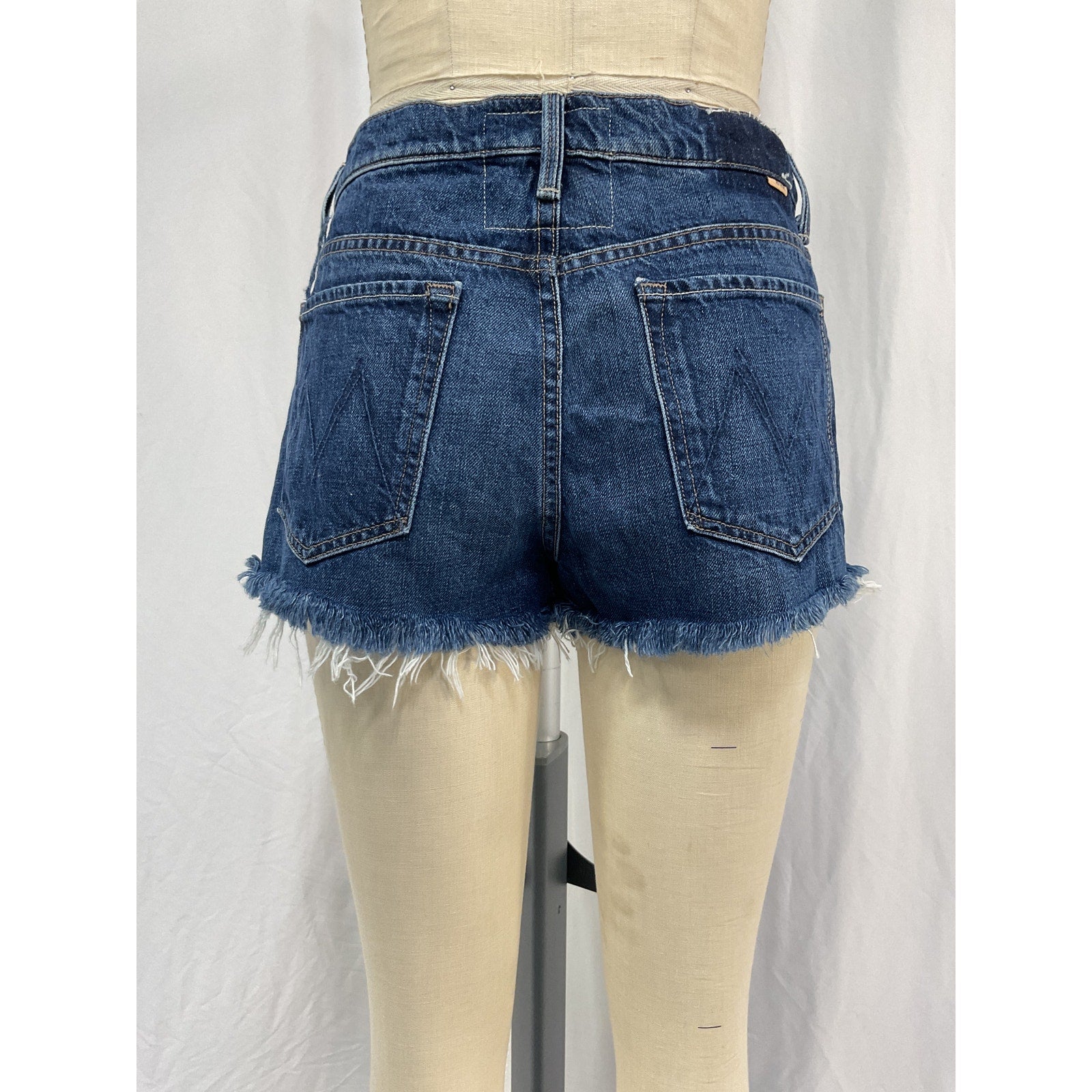 Mother 'The Dodger' Blue Cotton Short Short Fray Size 27