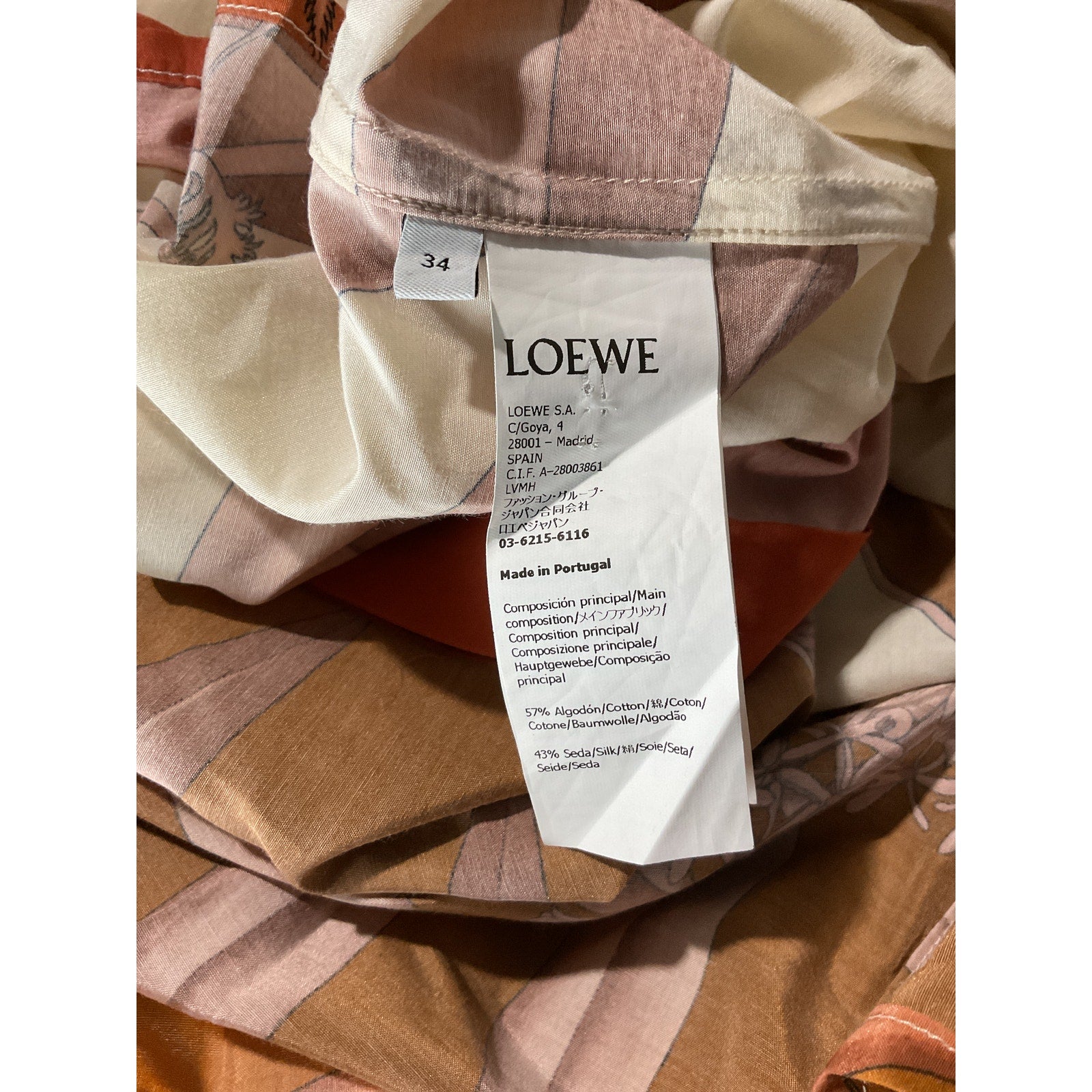 Loewe Orange Cotton Printed Shirt Size 34