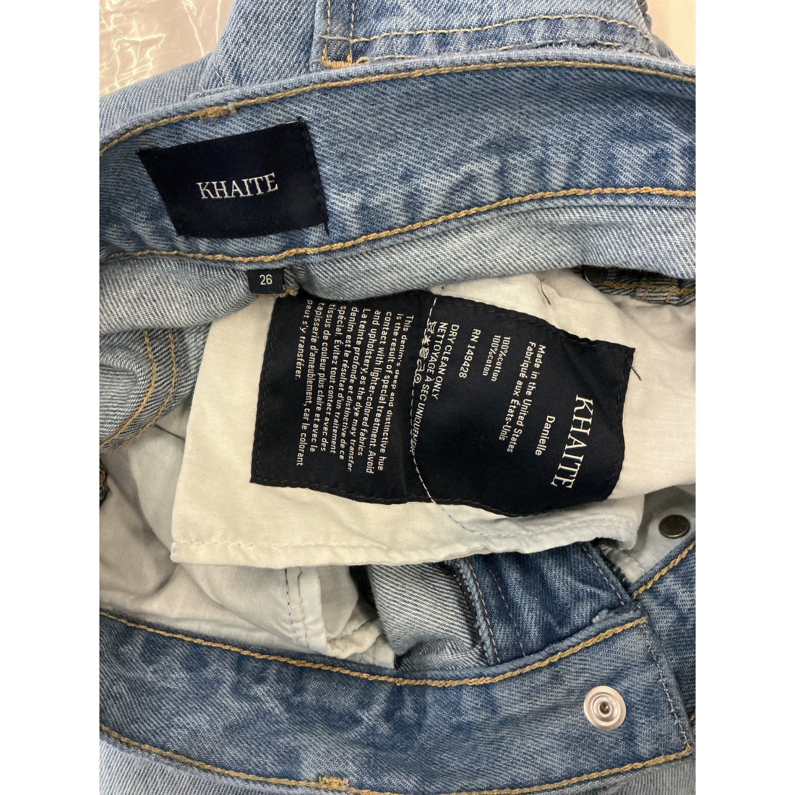 Khaite 'Studded' Blue Cotton Danielle Pant Size 26
