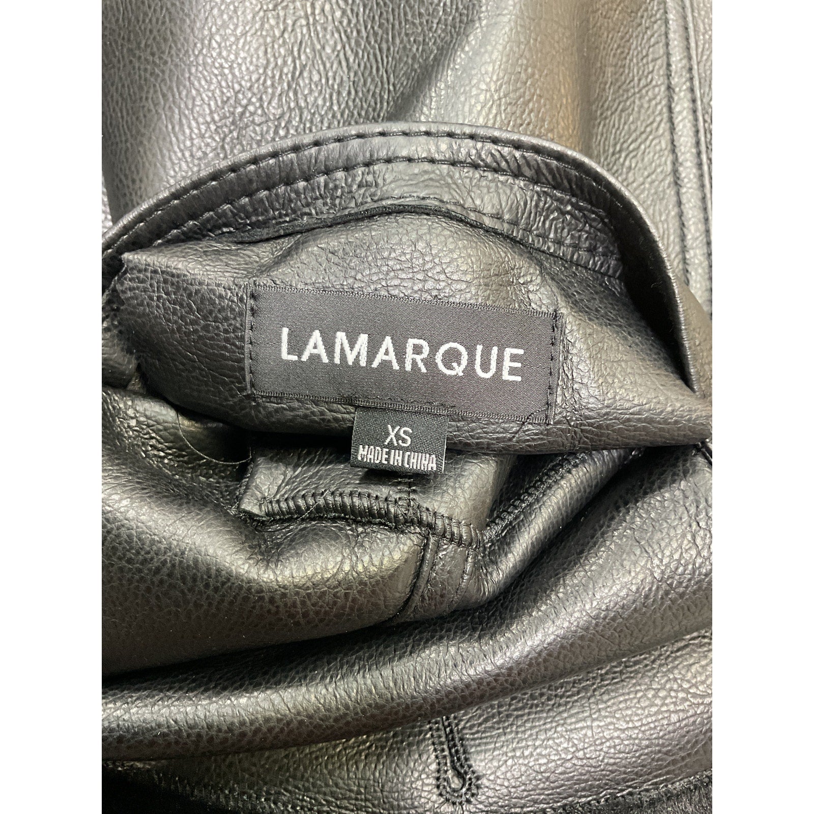 Lamarque 'Camille' Black Faux Leather & Fur Coat Size XS