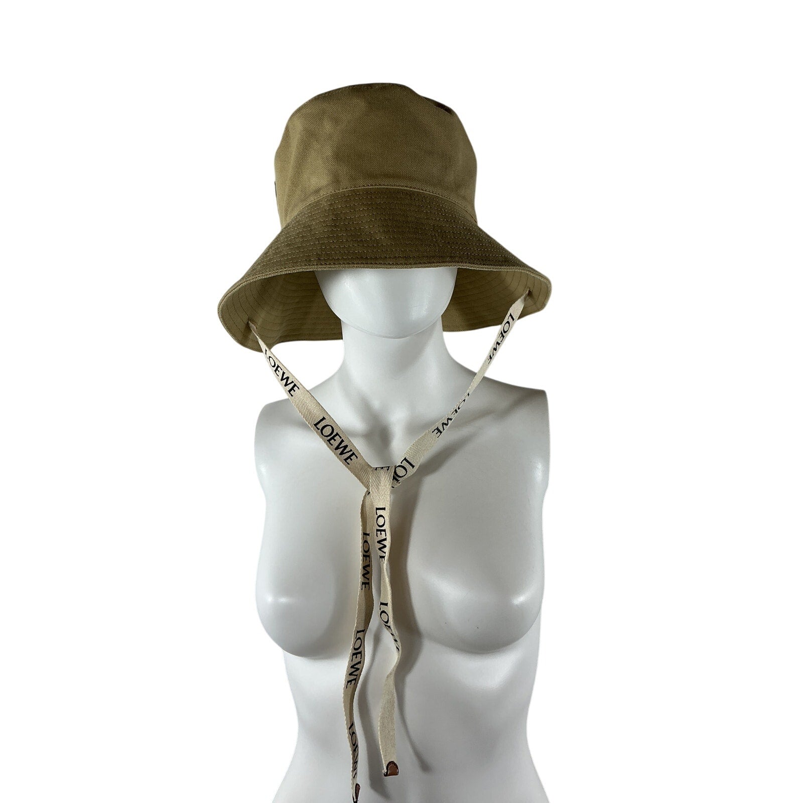 Loewe + Paula'S 'Ibiza' Beige Leather-Trimmed Cotton-Canvas Bucket Hat Size 59