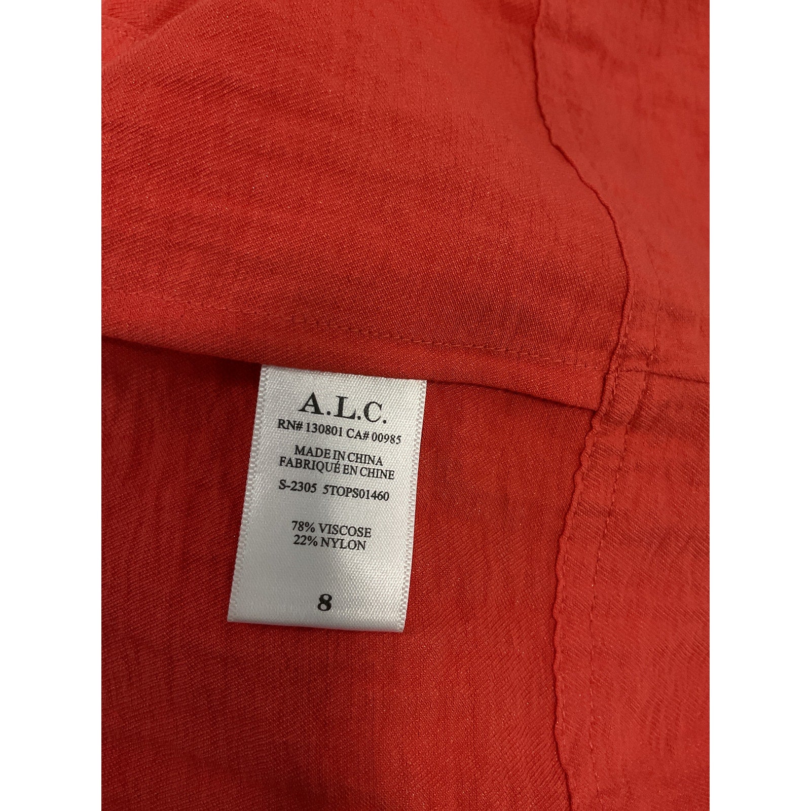 A.L.C. 'Caroline' Orange Top Size 8