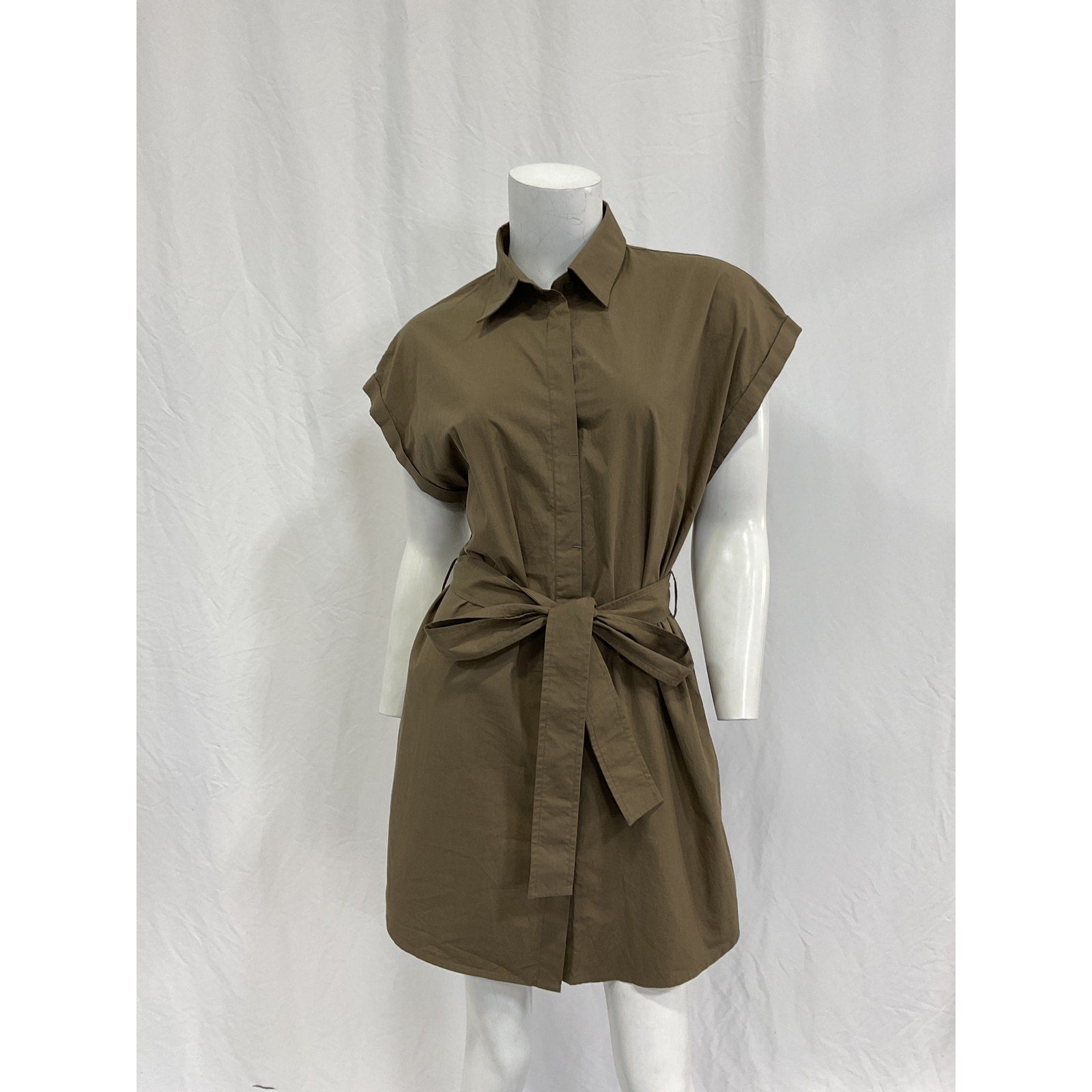 Matteau Mini Shirt Green Cotton Dress Size 1