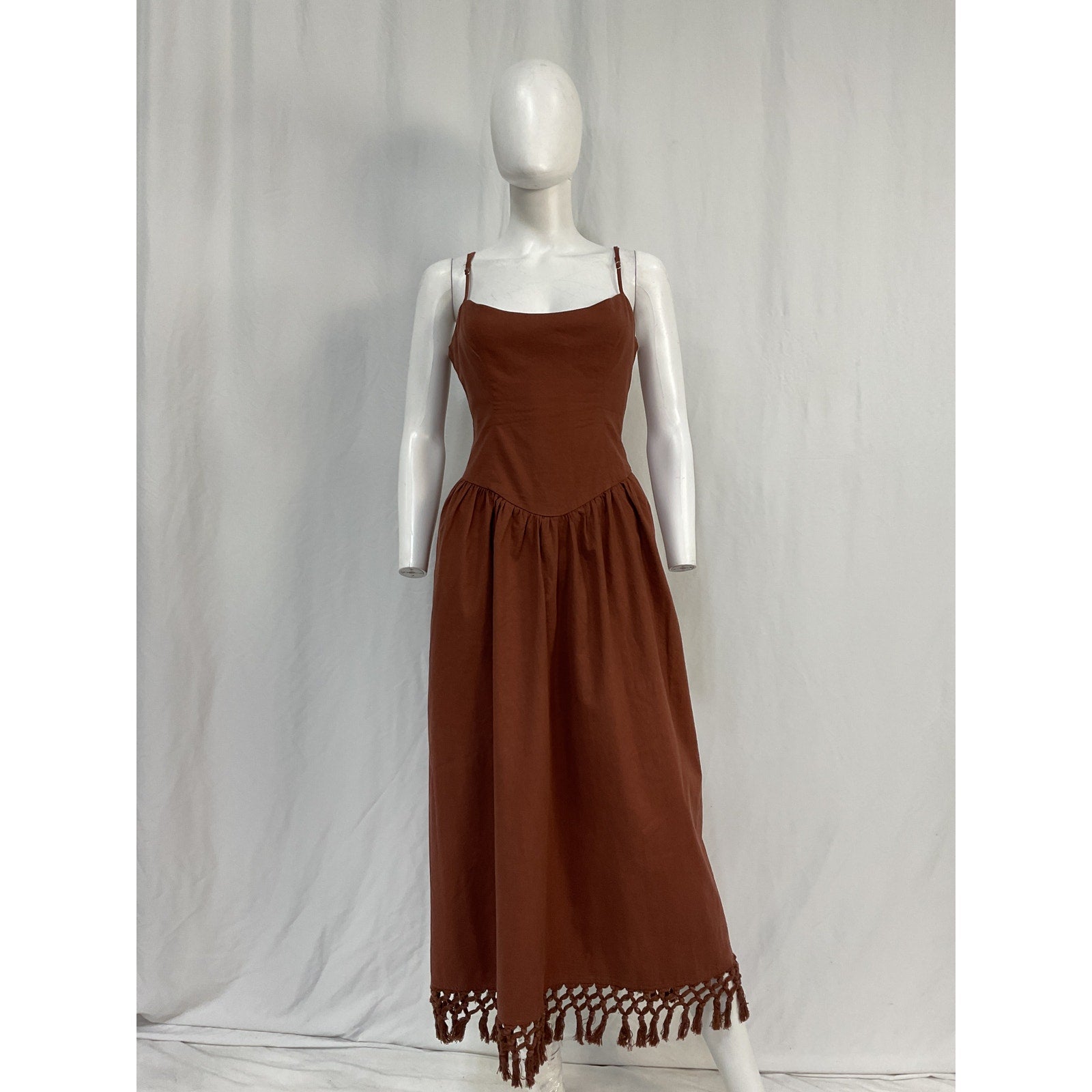 Tularosa 'Lexi' Brown Linen Midi Dress Size L