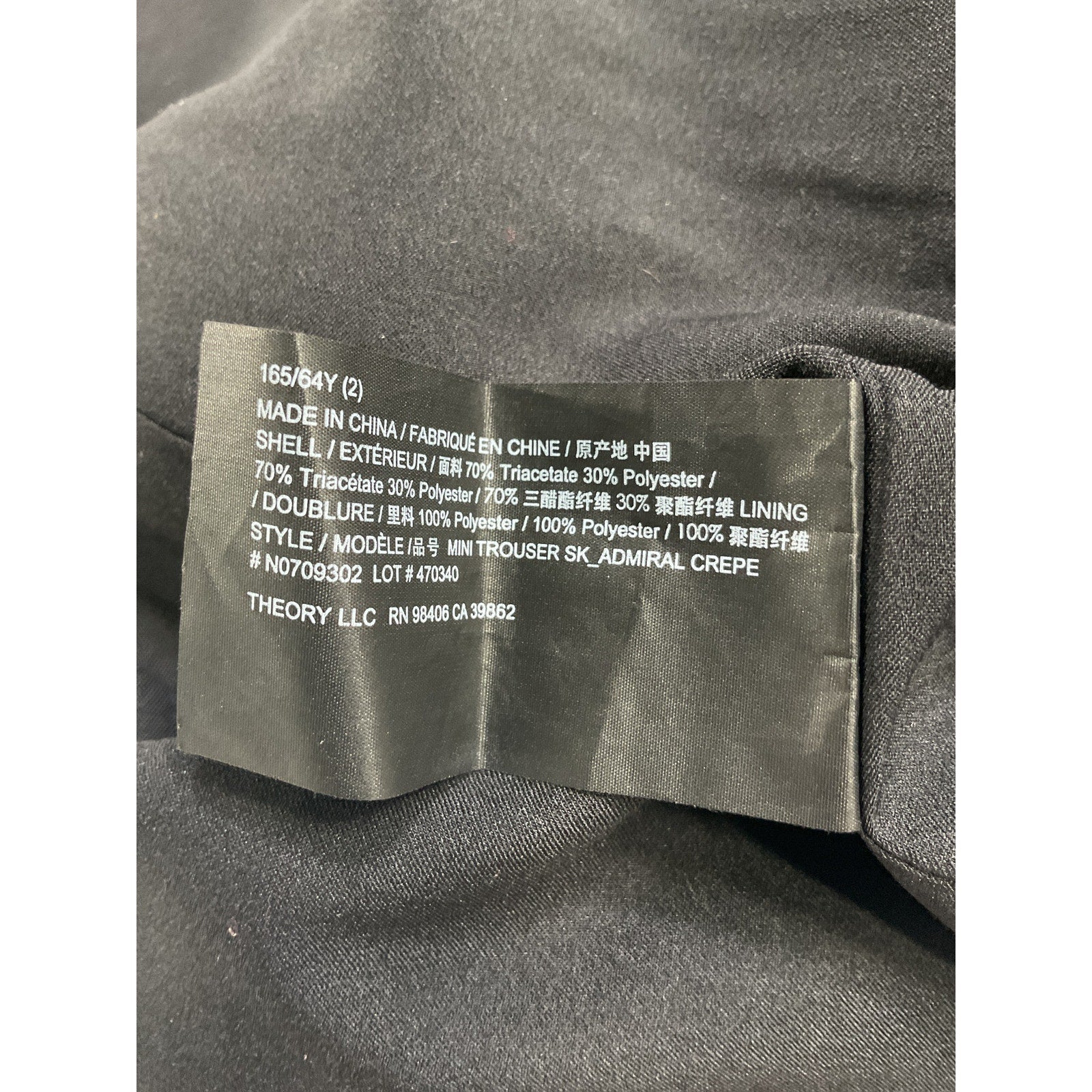Theory Mini Black Crepe Trouser Skirt Size 2