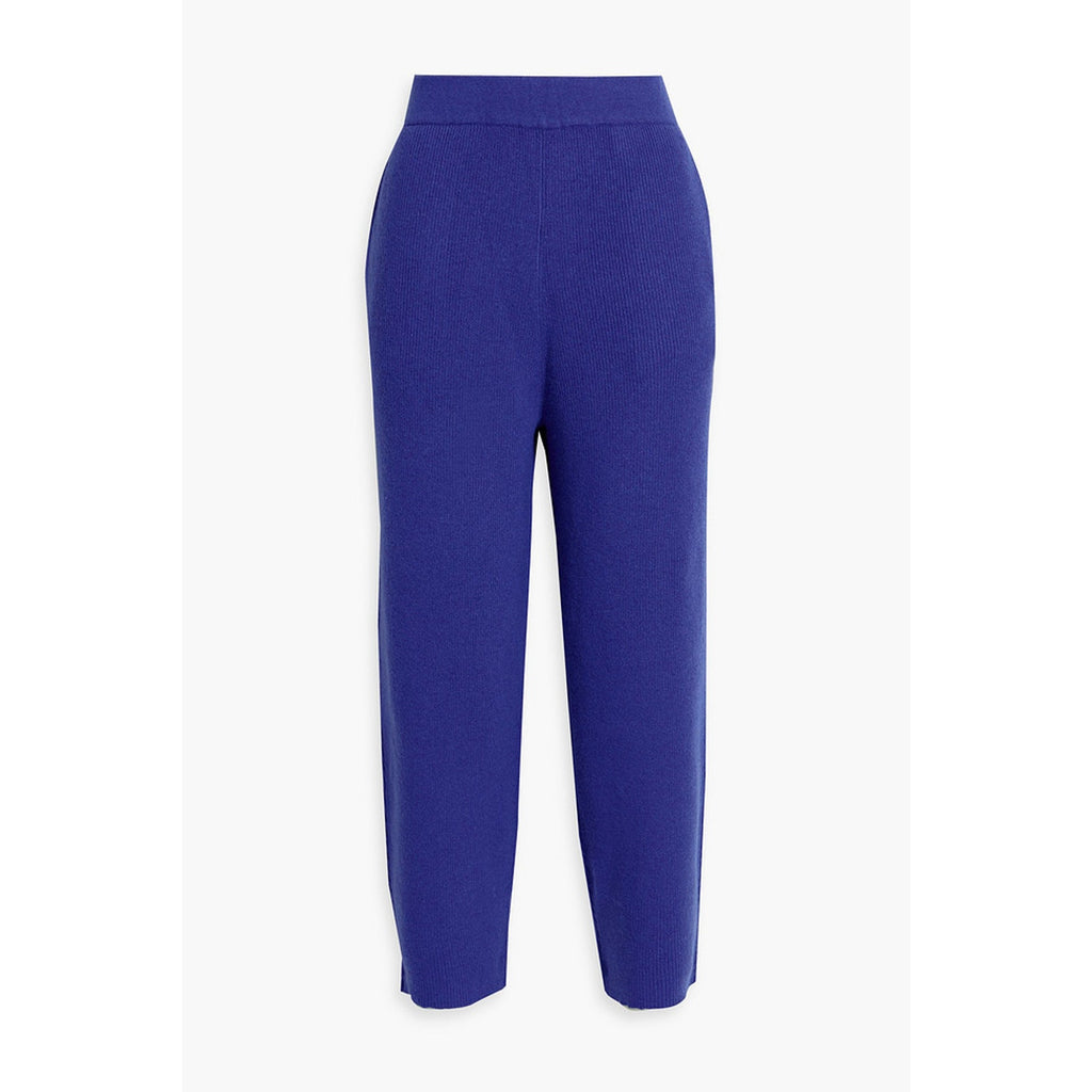 Lapointe Cropped Ribbed Blue Cashmere Track Pants Size L
