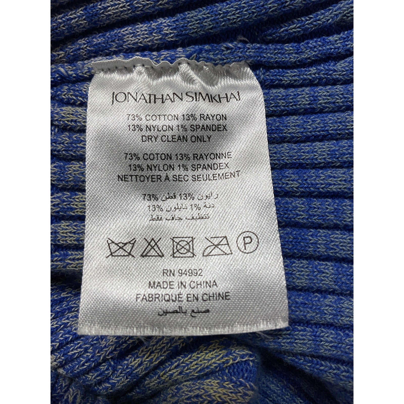 Simkhai 'Akita' Blue Space-Dyed Ribbed Cotton-Blend Sweater Size S