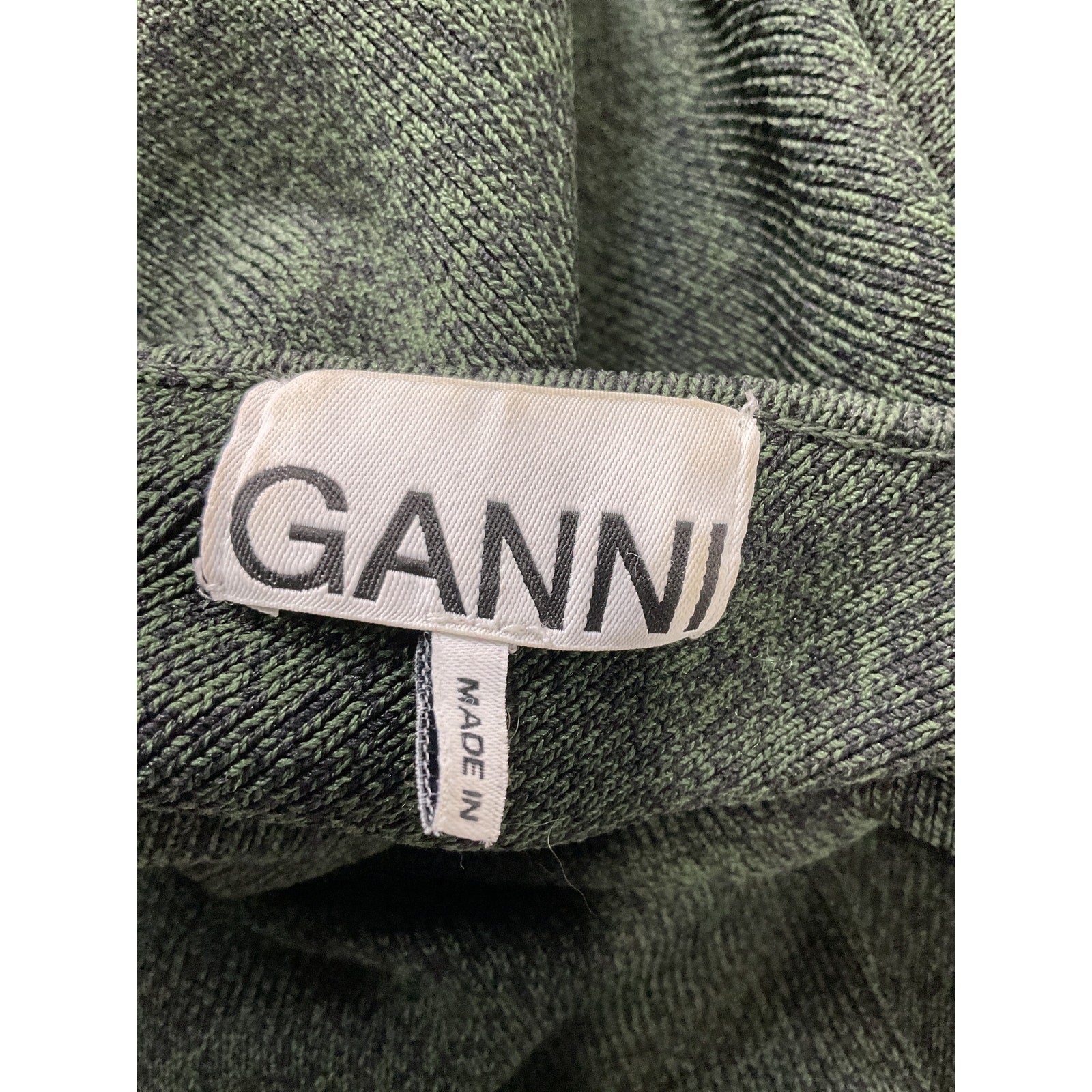 Ganni 'Moulin�' Green Long Sleeve Sweater Dress Size S