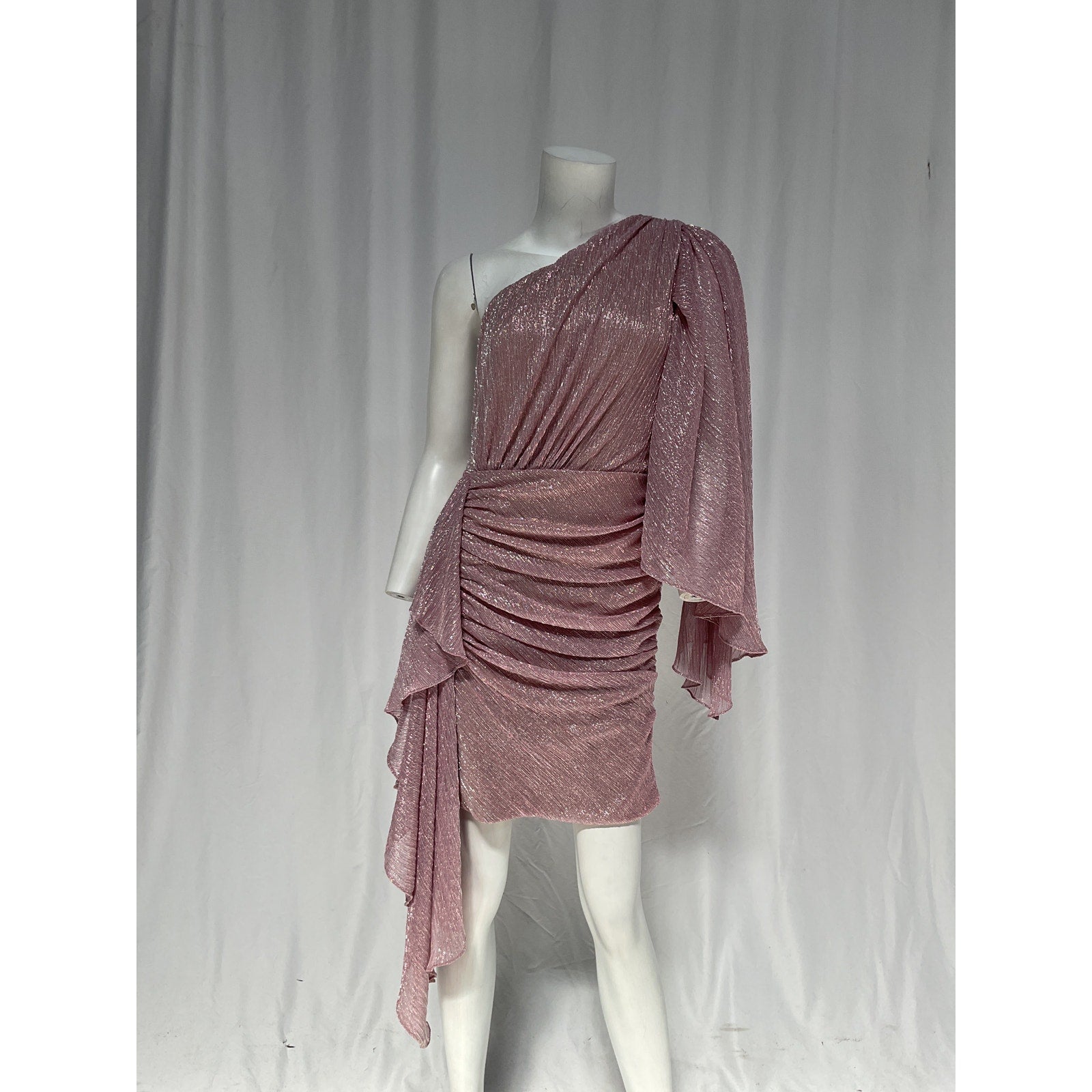 Patbo One Shoulder Pink Mini Dress Size 6