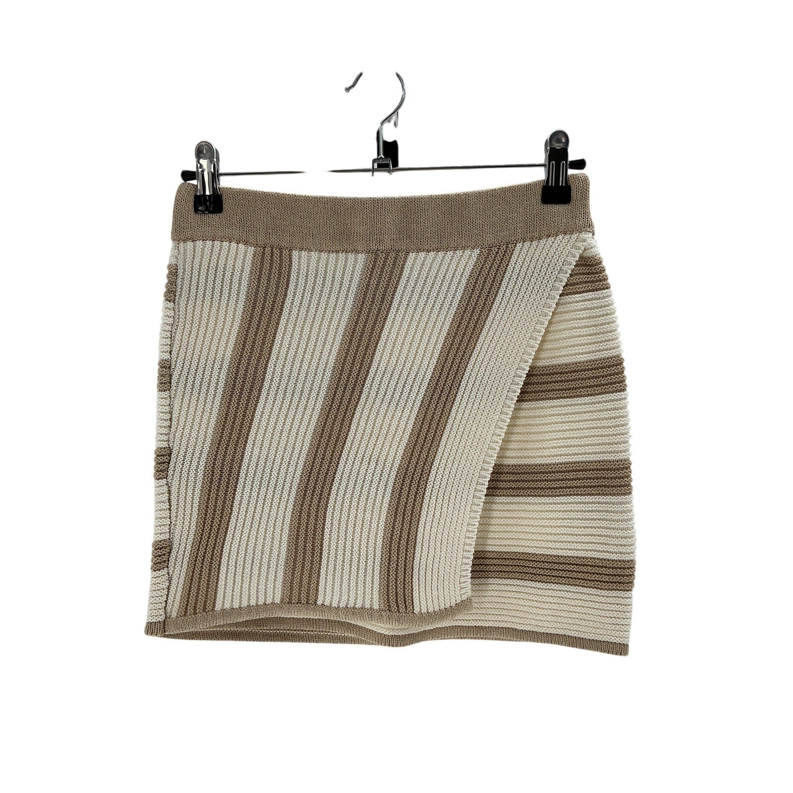 L'Academie 'By Marianna' Beige Viscose Drea Striped Knit Mini Skirt Size XXS