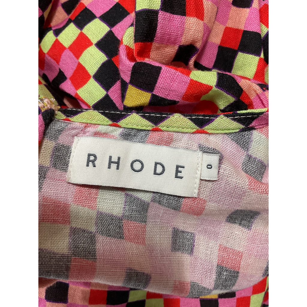 Rhode 'Pia' Pink Elbow Sleeve Ruffle Dress Size 0