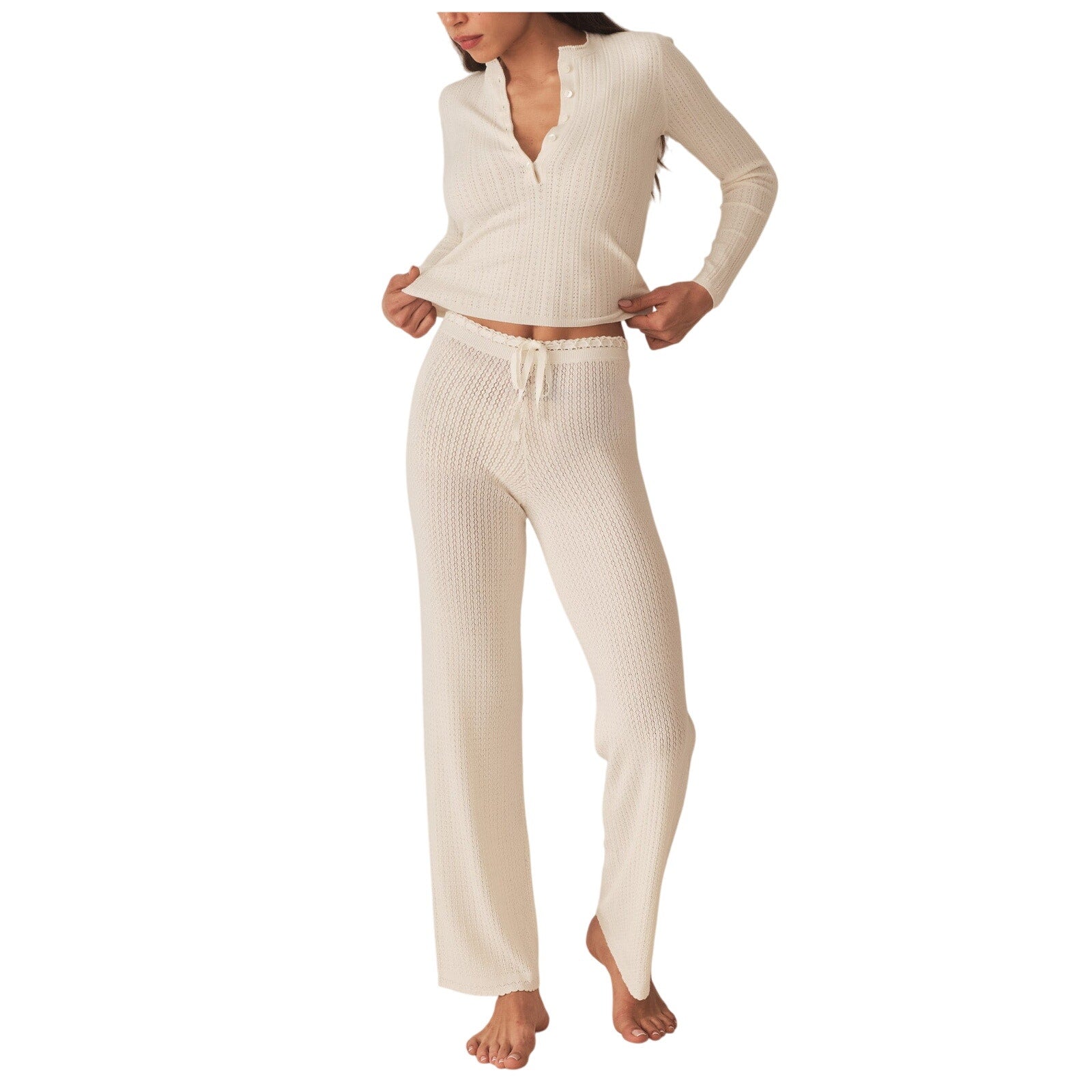 D�en 'Evonne' Ivory Viscose Pant Size M