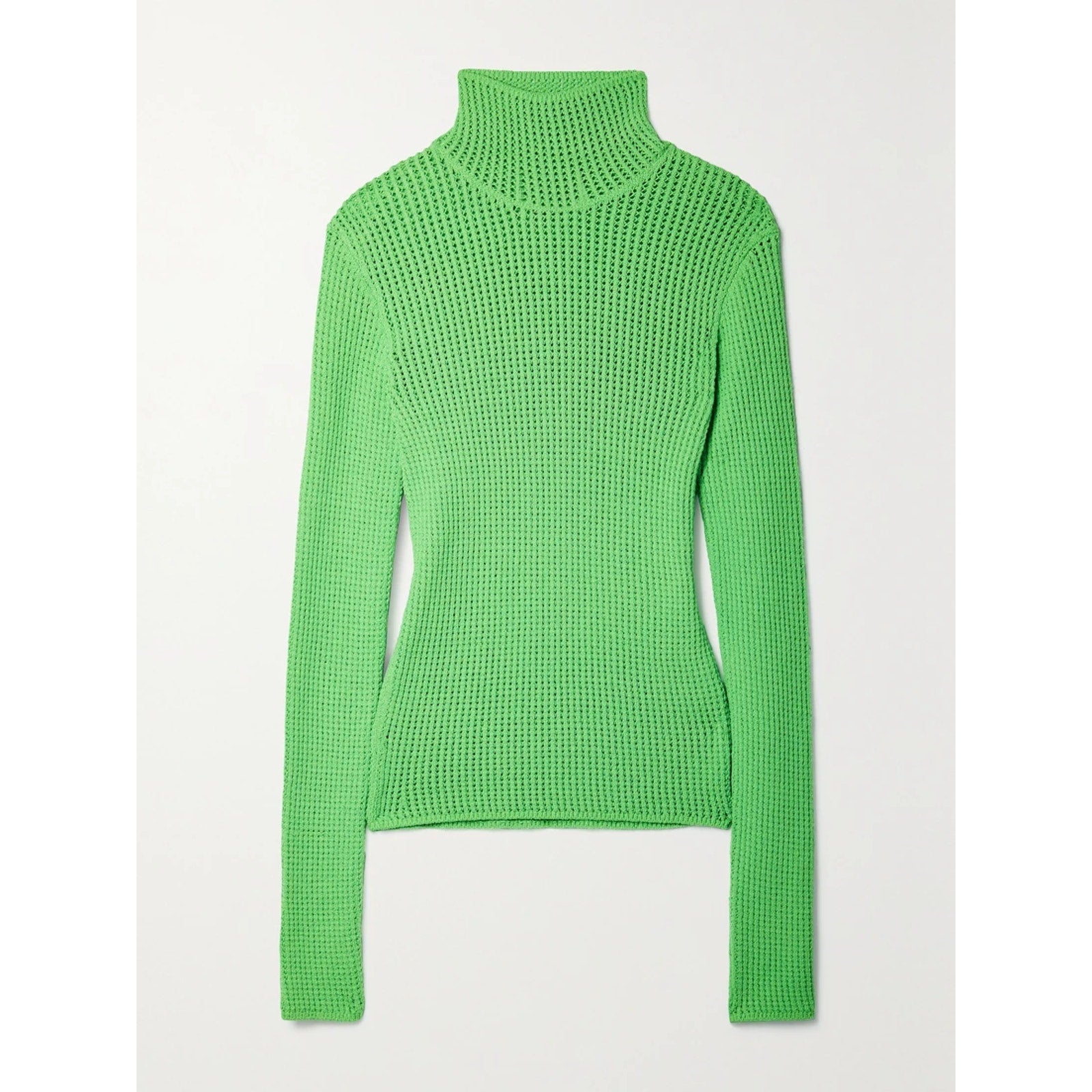 Nanushka 'Senna' Green Open-Knit Cotton-Blend Turtleneck Sweater Size M