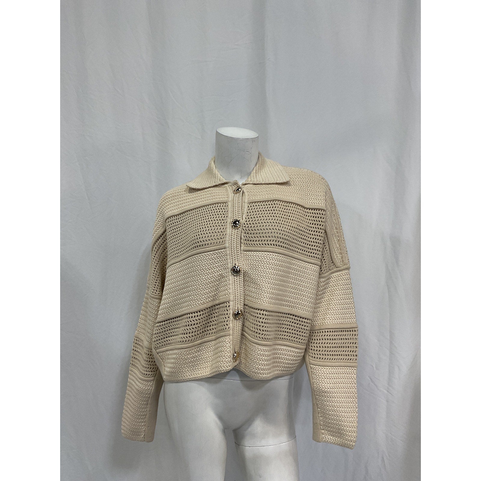 Ba&Sh 'Val' White Cotton Cardigan Size M