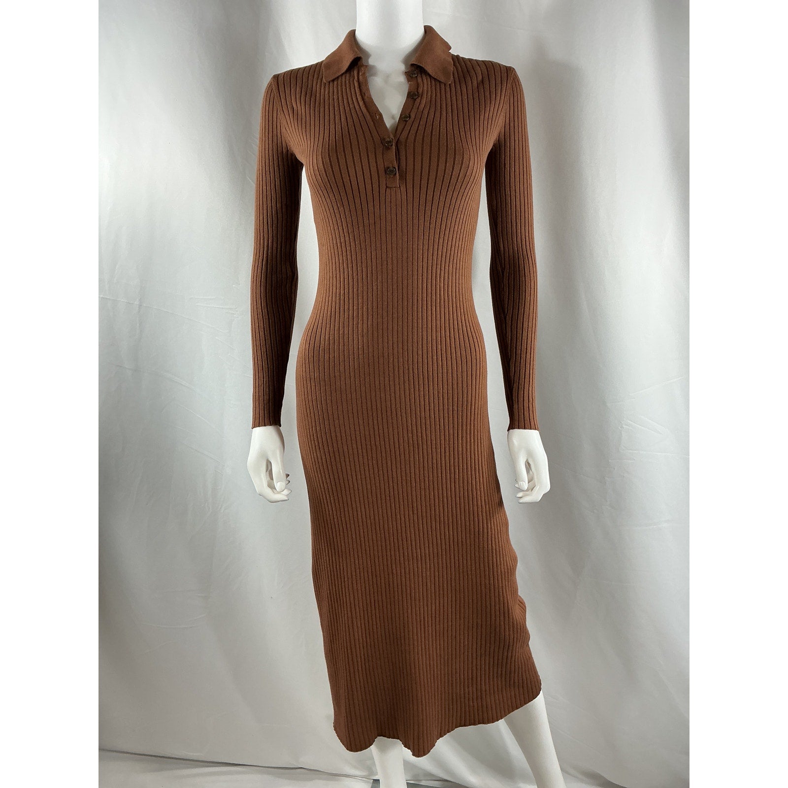 Hatch 'Averie' Brown Cotton Polo Sweater Dress Size 0