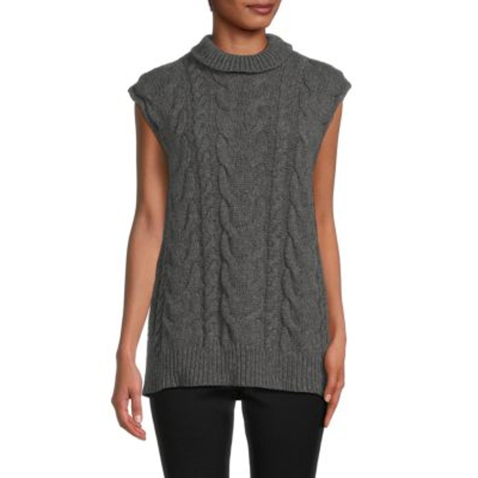 Frame 'Cableknit' Grey Merino Wool Sleeveless Sweater Vest Size S