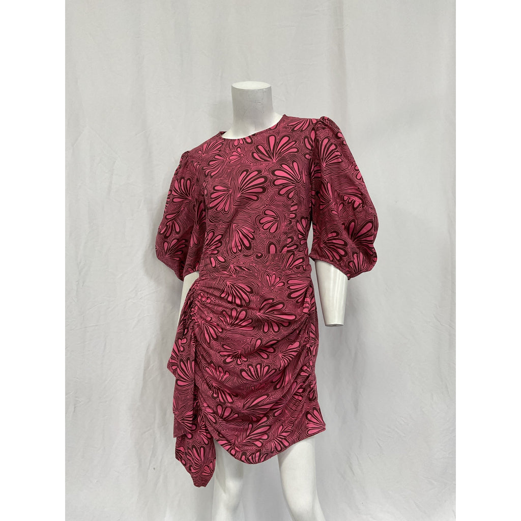 Rhode 'Pia' Pink Cotton Ruched Mini Dress Size 6