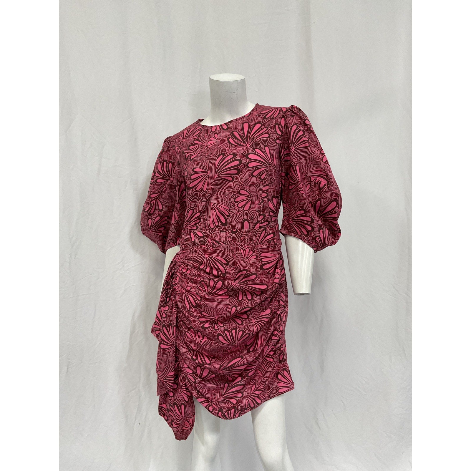 Rhode 'Pia' Pink Cotton Ruched Mini Dress Size 6