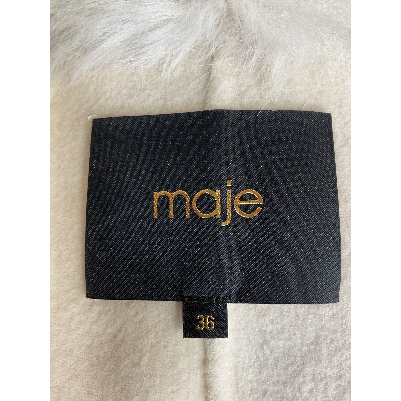 Maje 'Galaxyo' White Faux Fur Collar Coat Size 4
