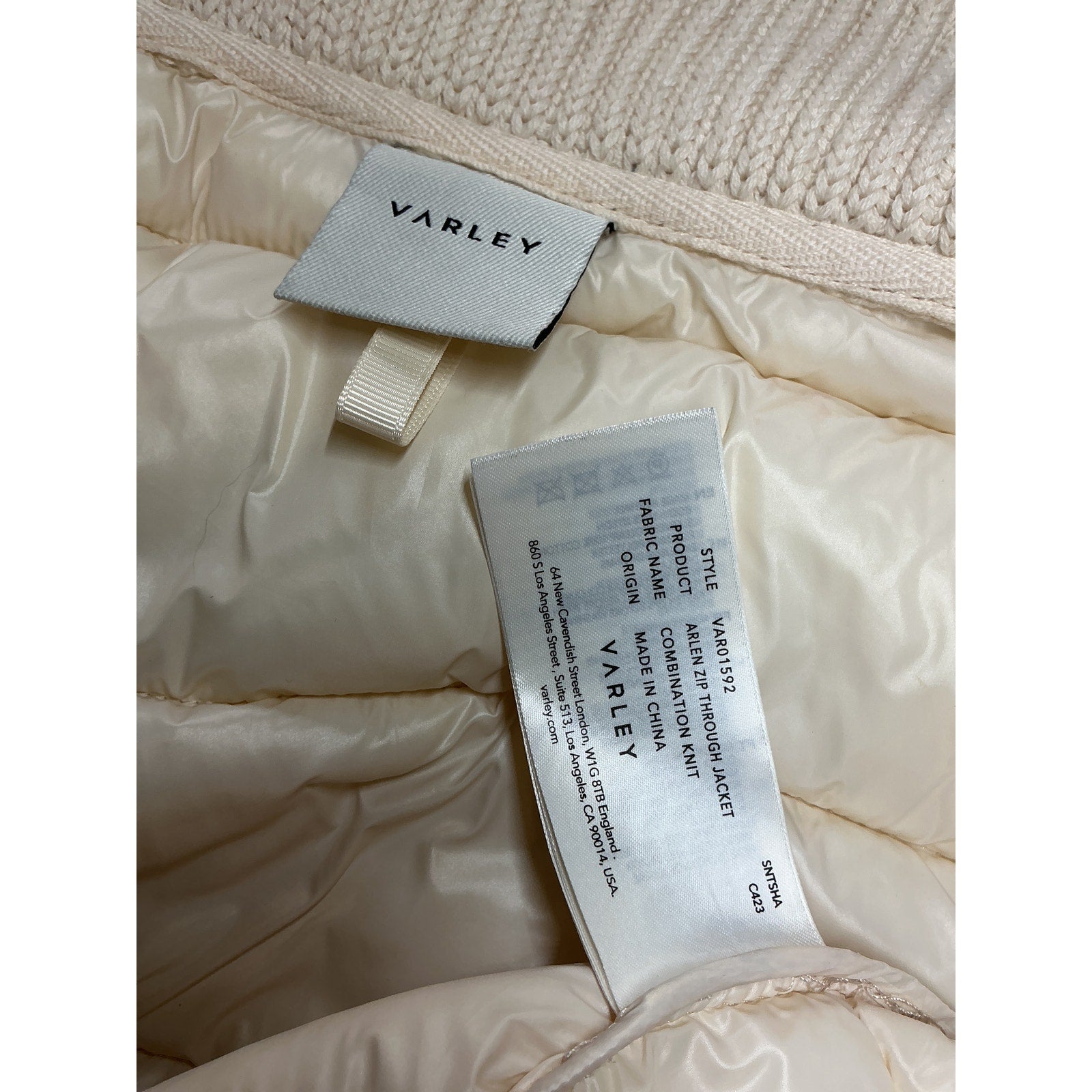 Varley 'Arlen' White Nylon Jacket Size M