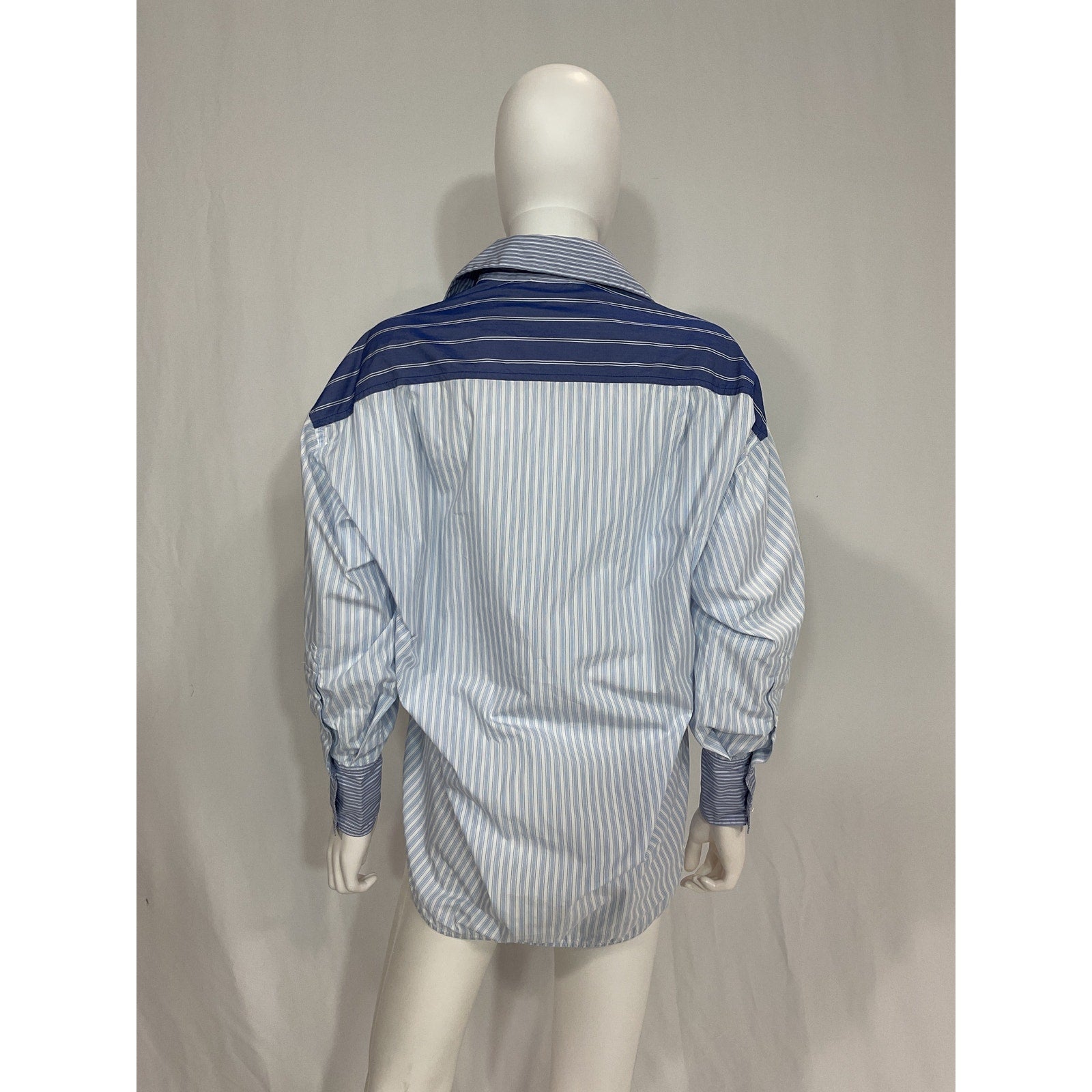 Sandro 'Oriane' Blue Striped Button Up Cotton Shirt Size XS