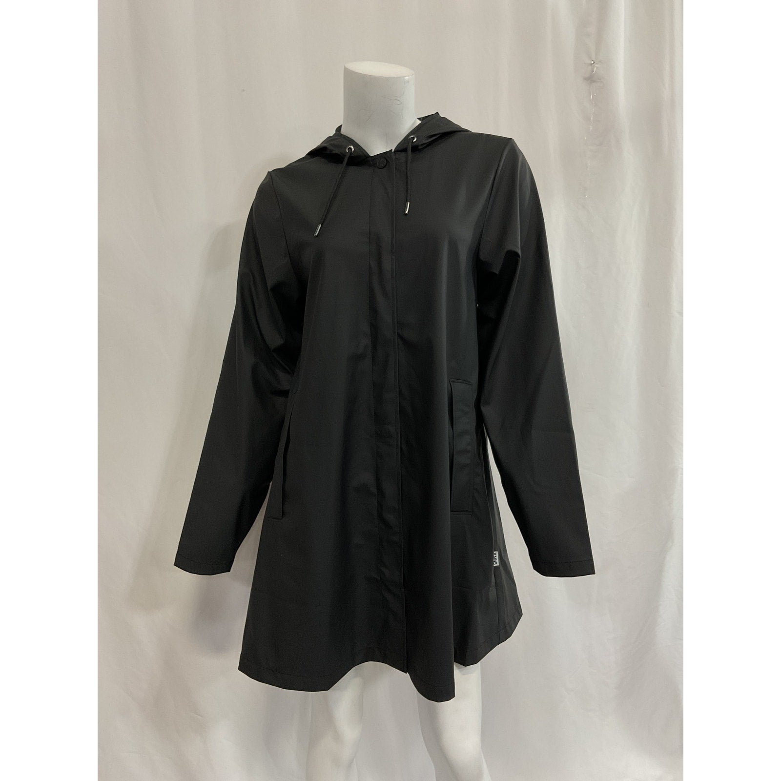 Rains Waterproof Black A-Line Rain Jacket Size S