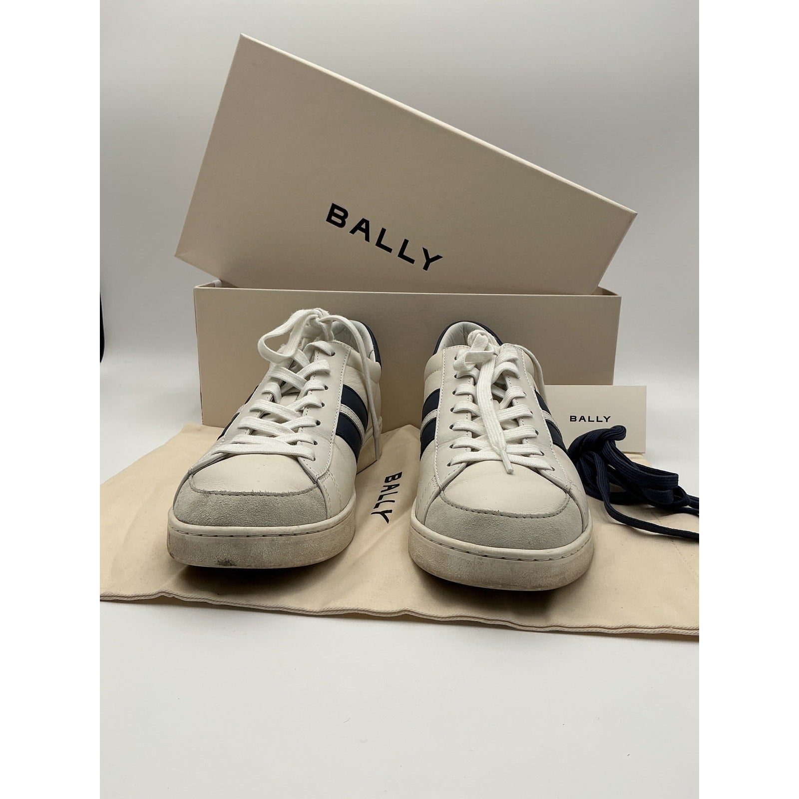 Bally 'Tyger' White Leather Low Top Sneakers Size 9.5