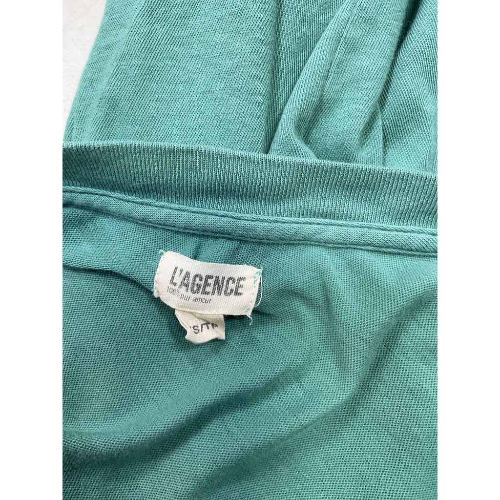 L'Agence 'Becca' Green Cotton V-Neck Tee Size XS