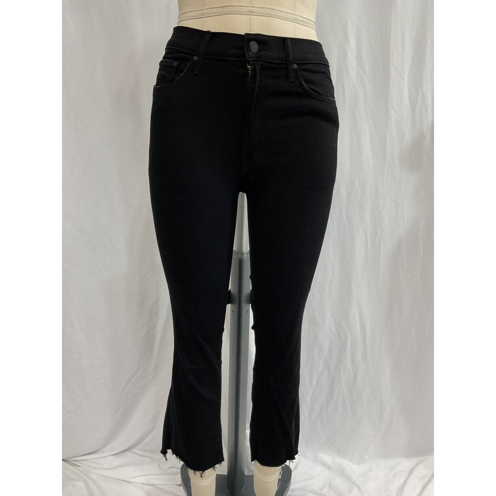 Mother 'Insider' Black Crop Step Fray Denim Jean Size 27