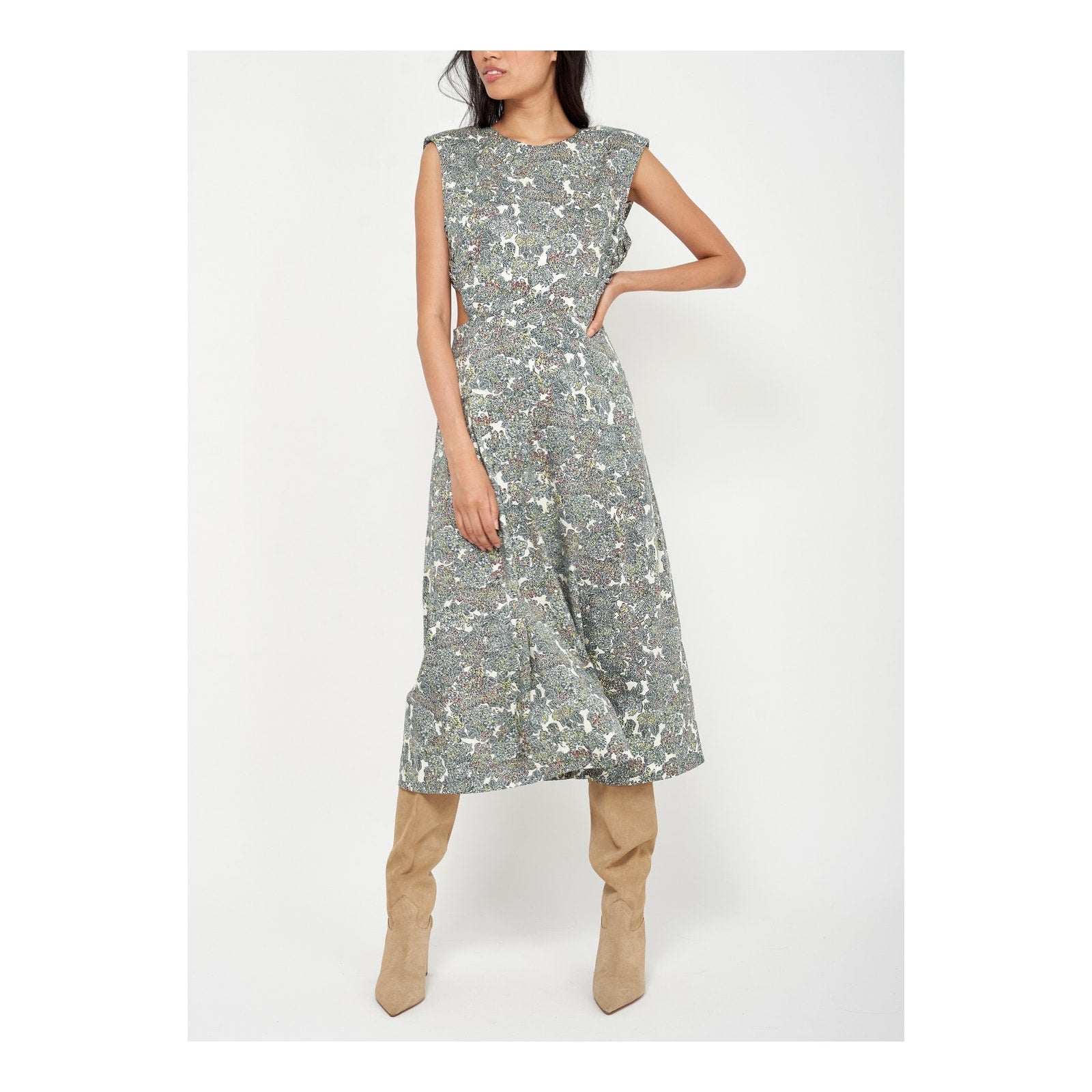 Joie 'Ember B' Grey Rayon Midi Dress Size 2