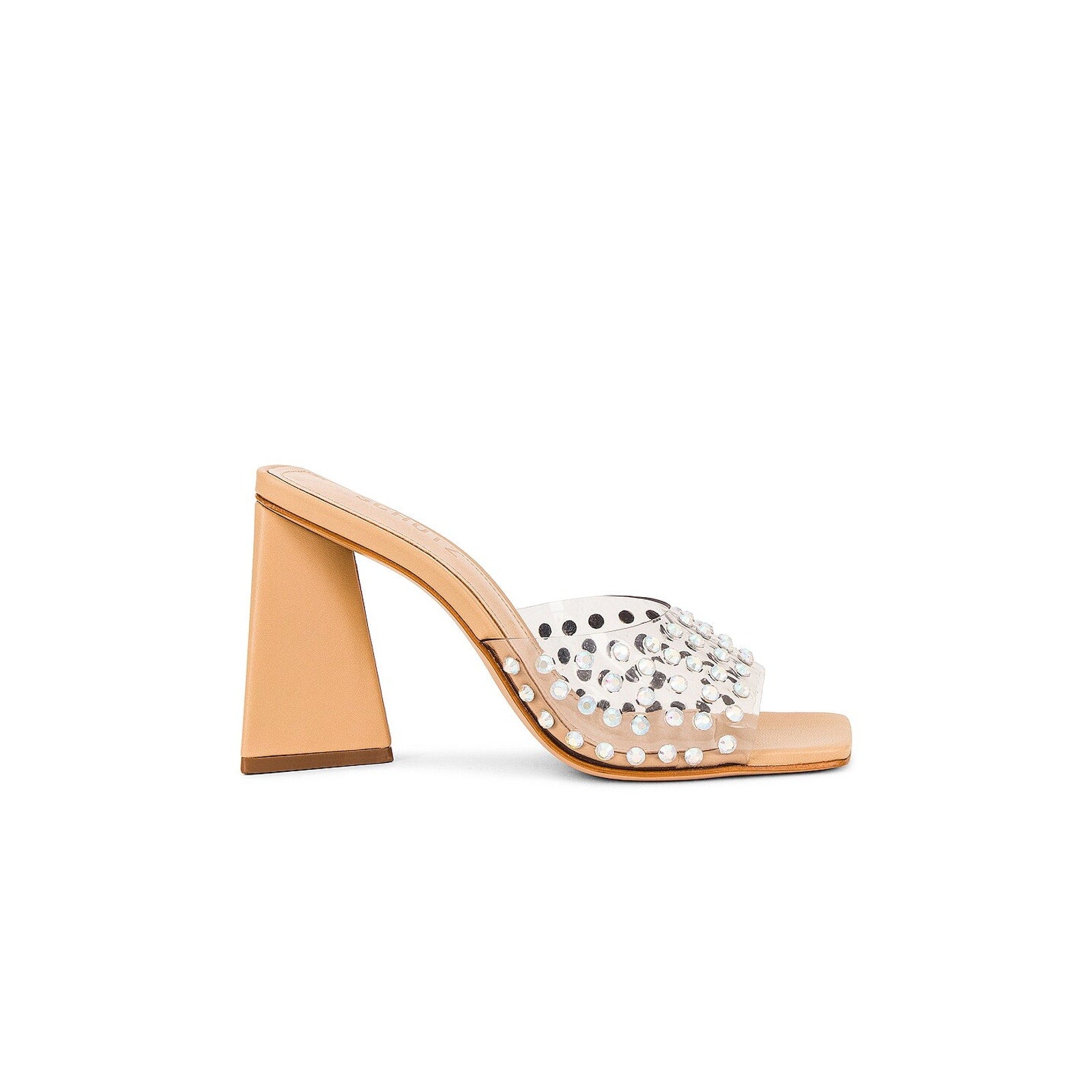 Schutz 'Lizah' Beige Leather Crystal Mule Size 10