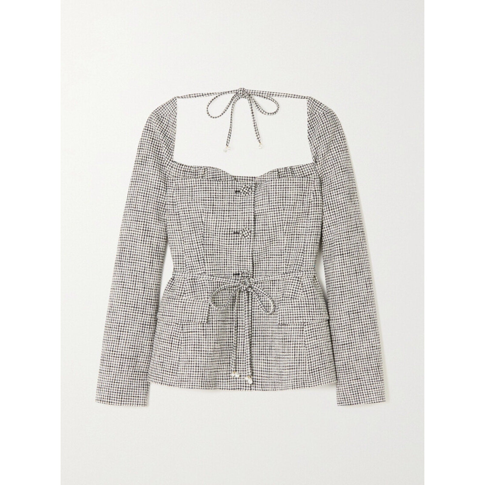Altuzarra 'Aphelion' Black Belted Gingham Cotton-Blend Jacket Size 4 (XS)