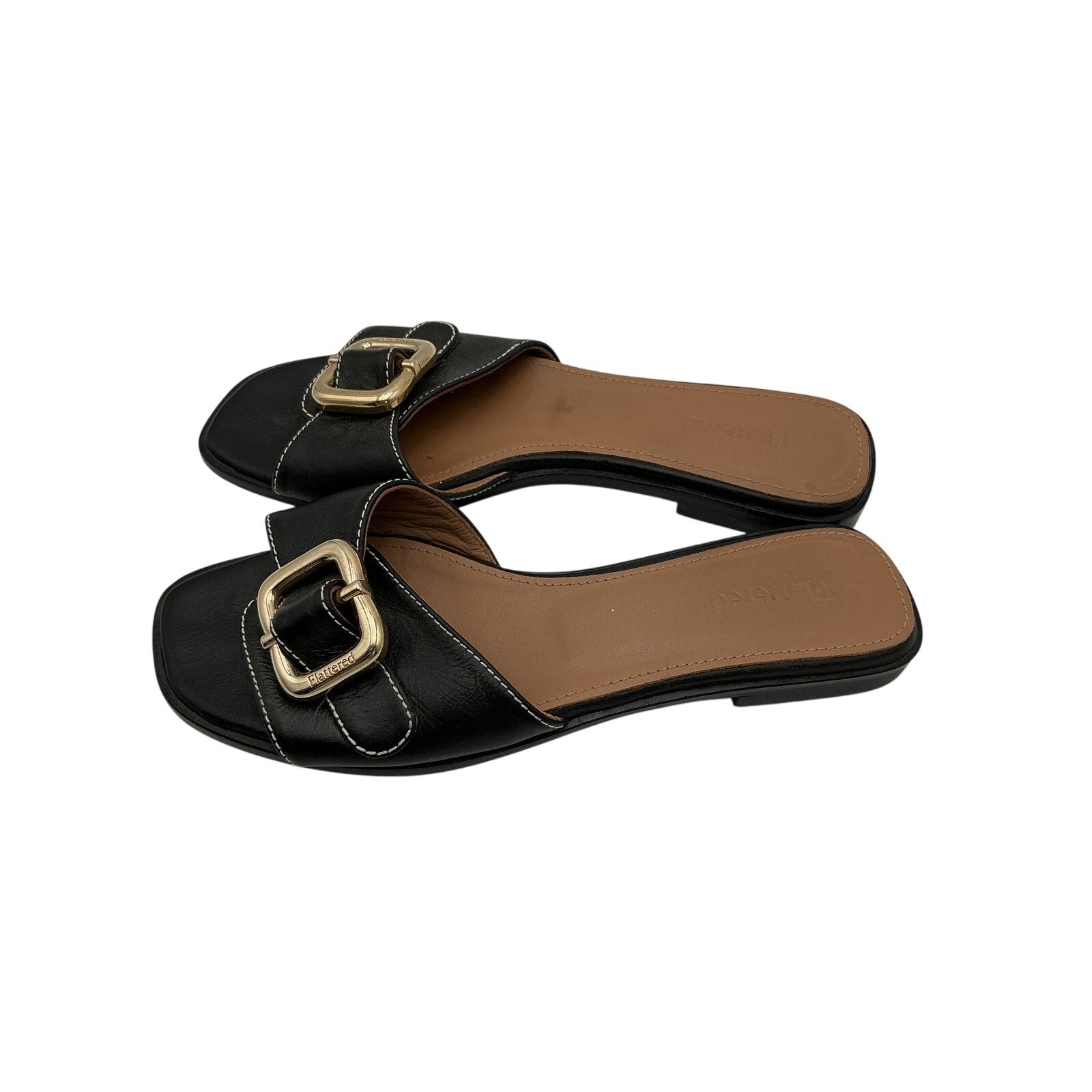 Flattered 'Mimi' Black Leather Sandal Size 38