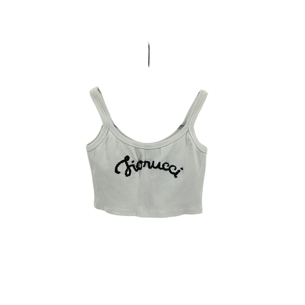 Fiorucci Embroidered White Cotton Cropped Tank Top Size XS