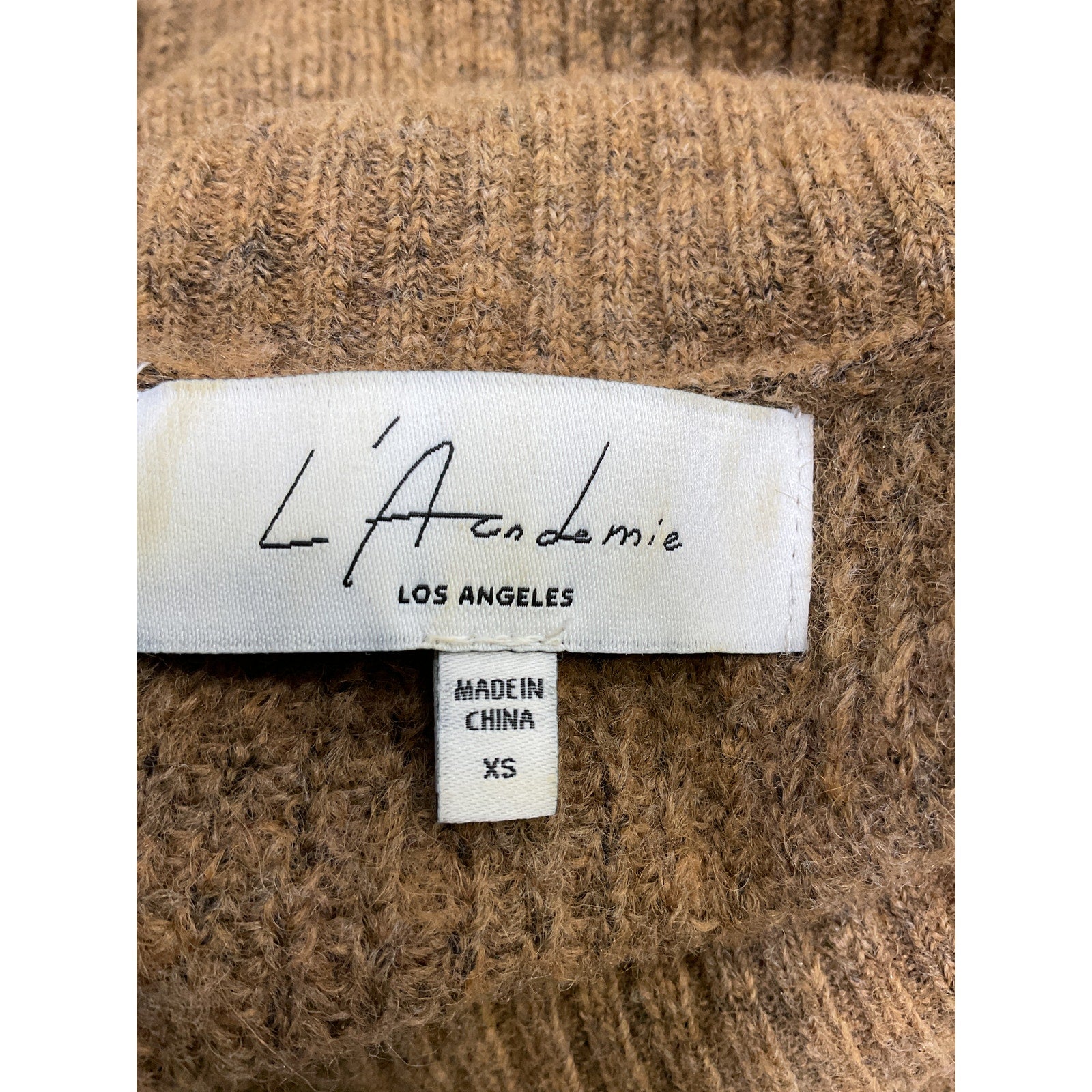 L'Academie 'Cashew' Tan Acrylic Pullover Sweater Size XS