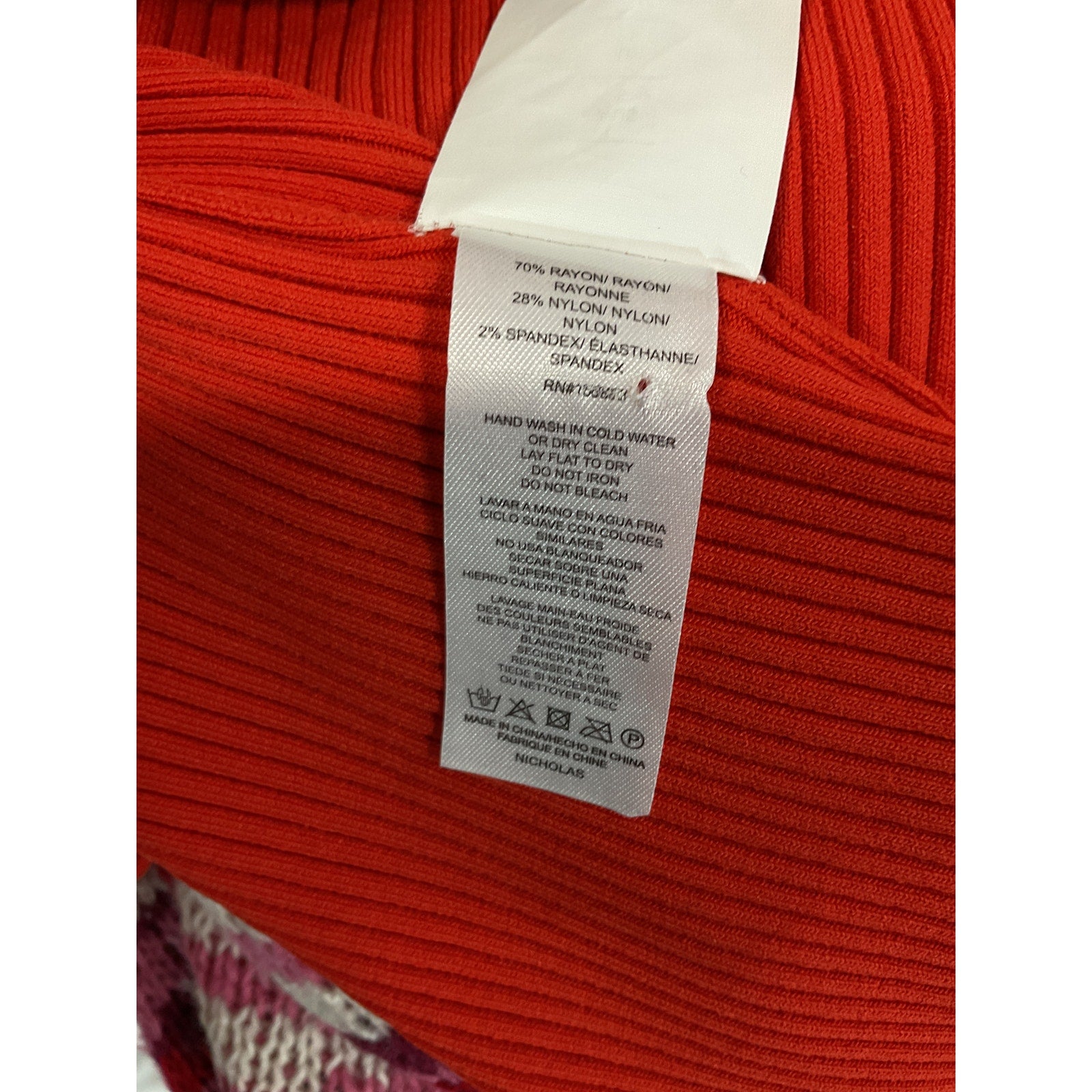 Nicholas 'Amara' Red Knit Halter Mixed Rib Long Sleeve Top Size S