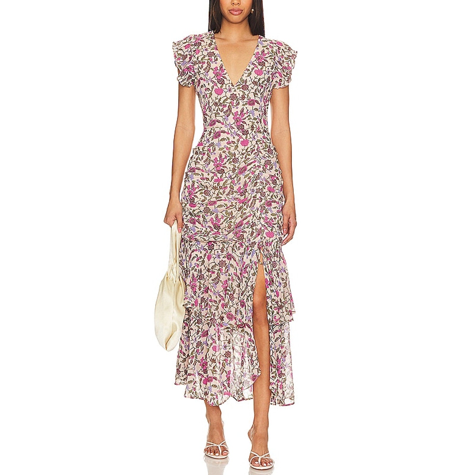 Cleobella 'Bryce' Pink Chiffon Midi Dress Size M