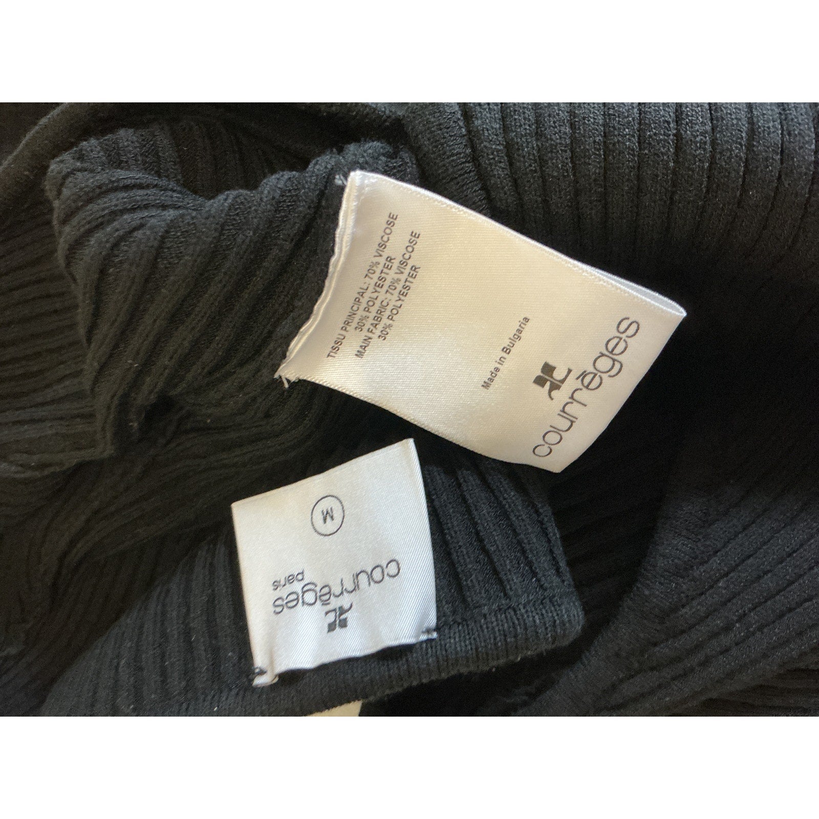 Courr�ges Rib-Knit Black Viscose Crop Top Size M