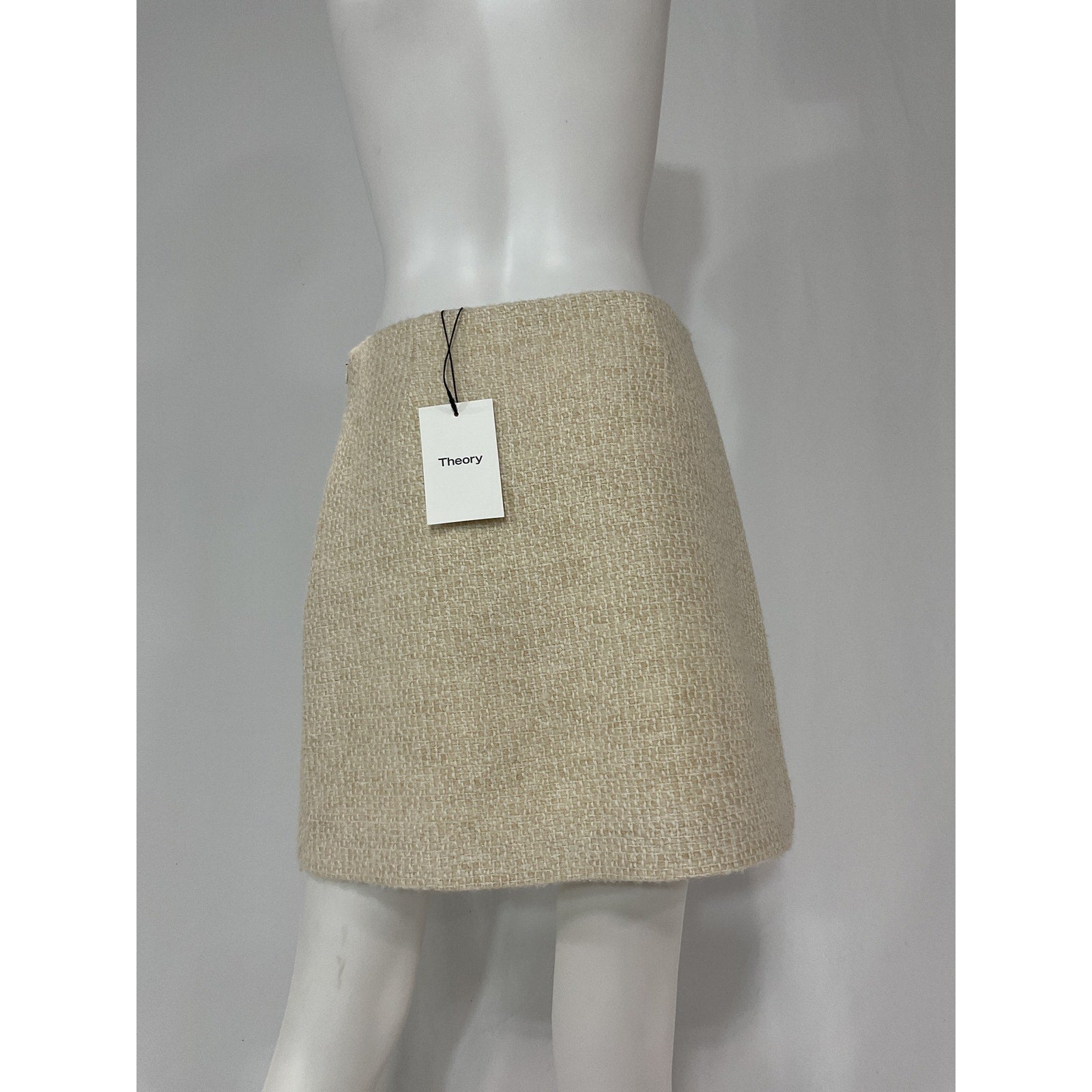 Theory 'A-Line' White Wool Blend Mini Skirt Size 2 - NWT