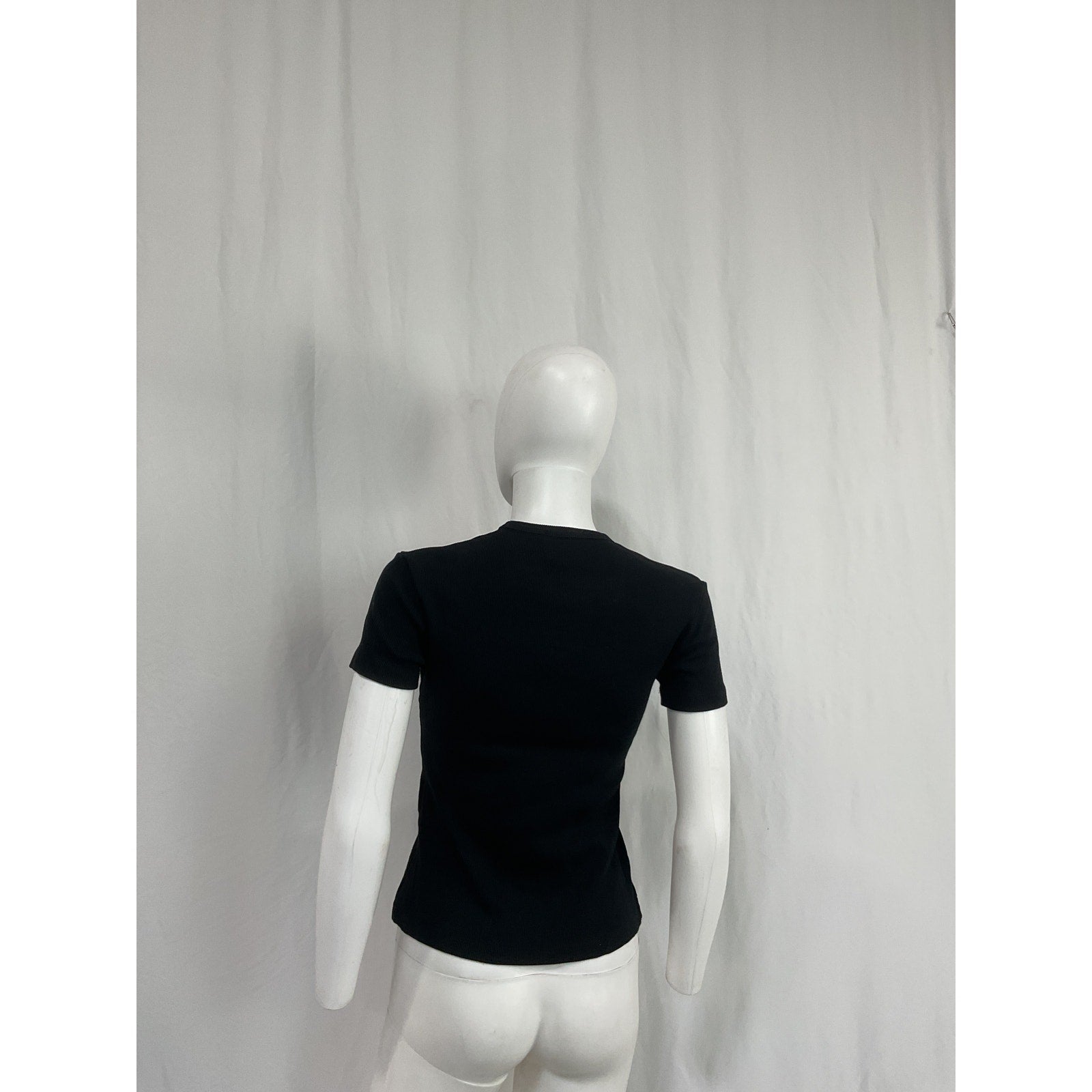 Off-White 'Basic' Black Cotton Ribbed Tee Size 42