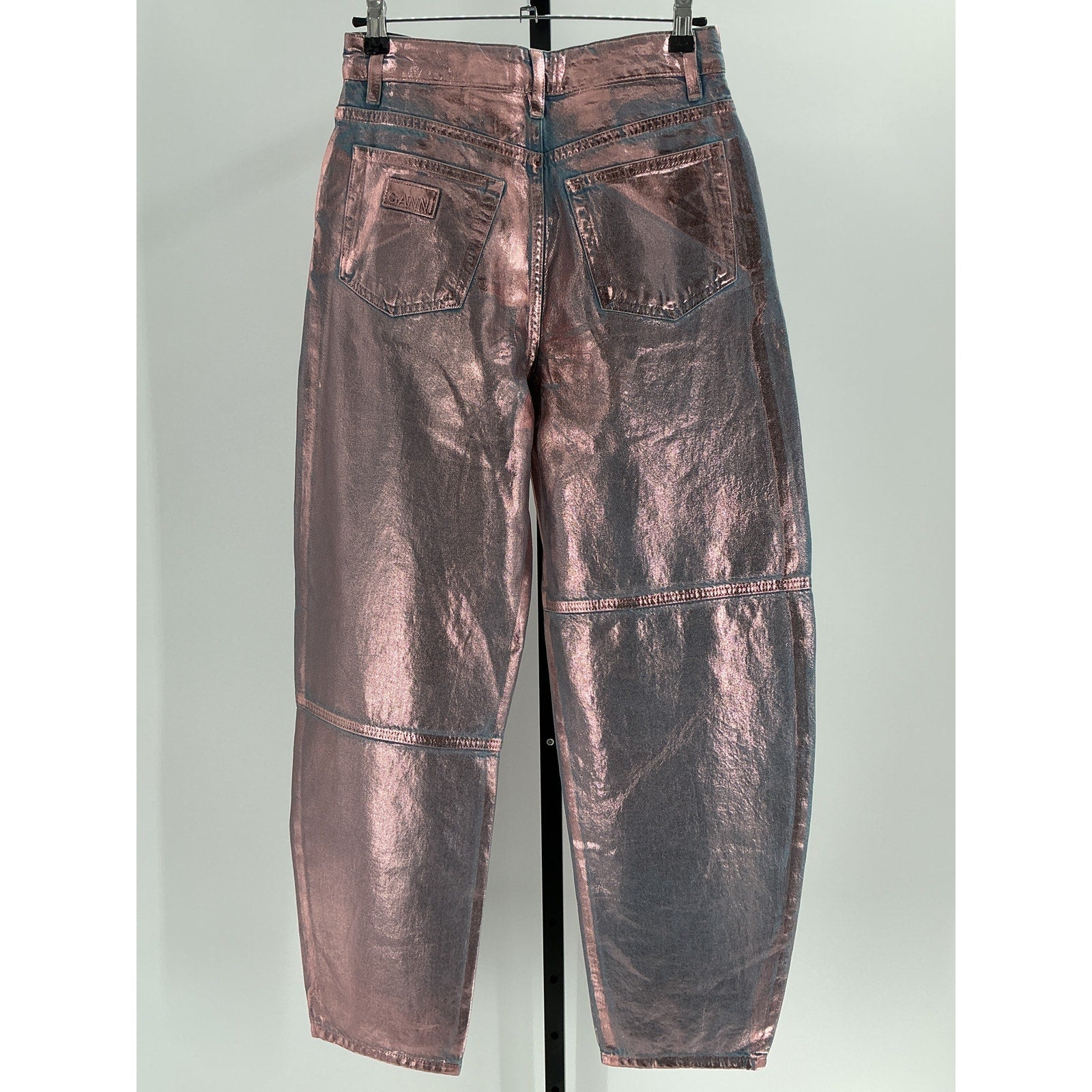 Ganni 'Foil' Pink Cotton Denim Stary Jean Size 24