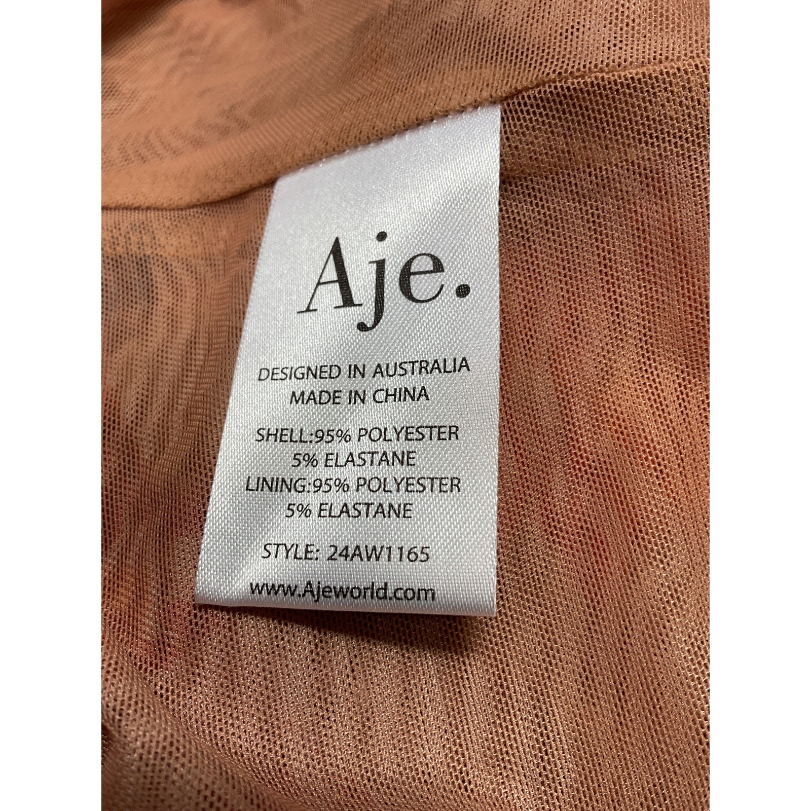 Aje Portal Mesh Tan Polyester Skivvy Top Size S