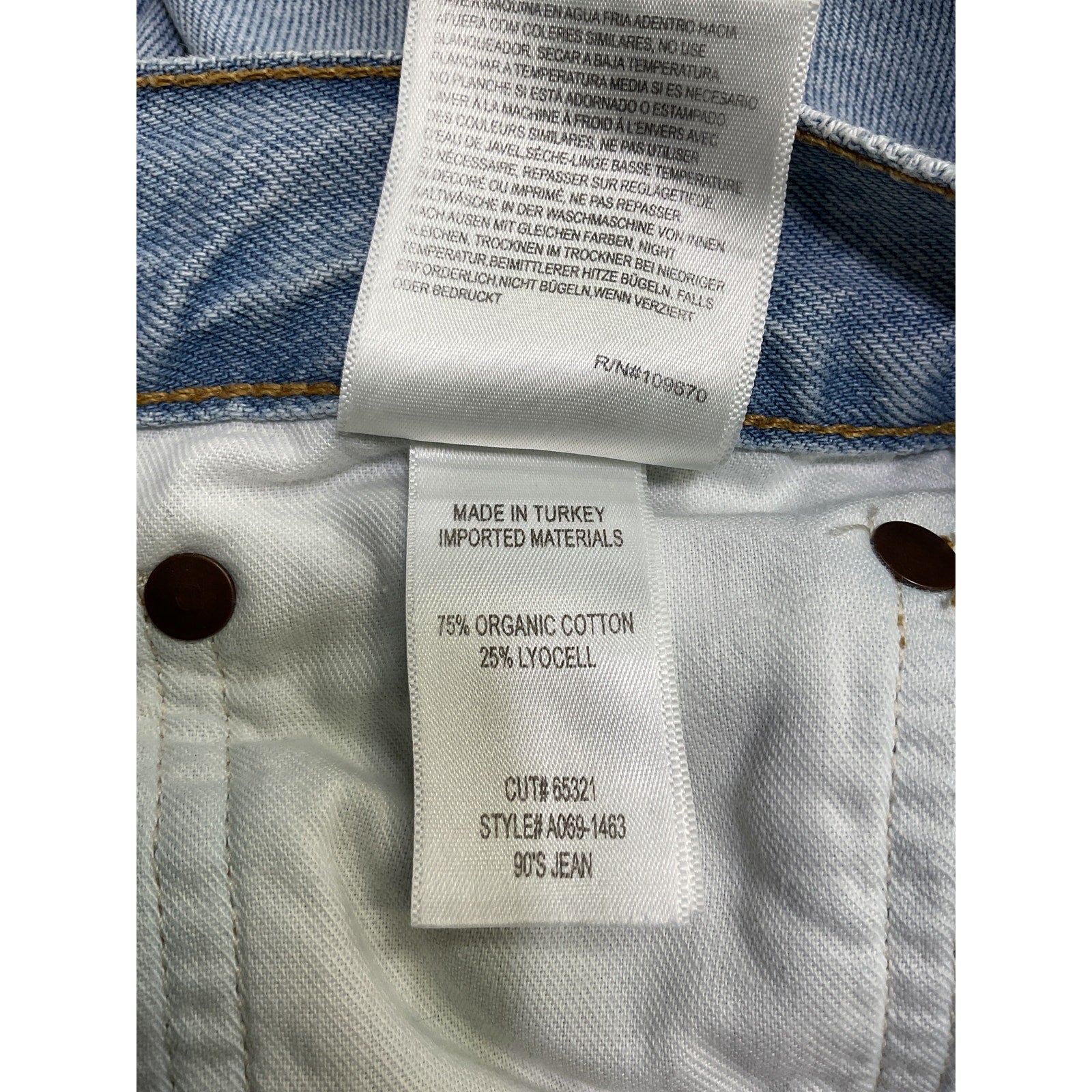 Agolde '90'S' Blue Cotton Mid Rise Loose Denim Jean Size 27