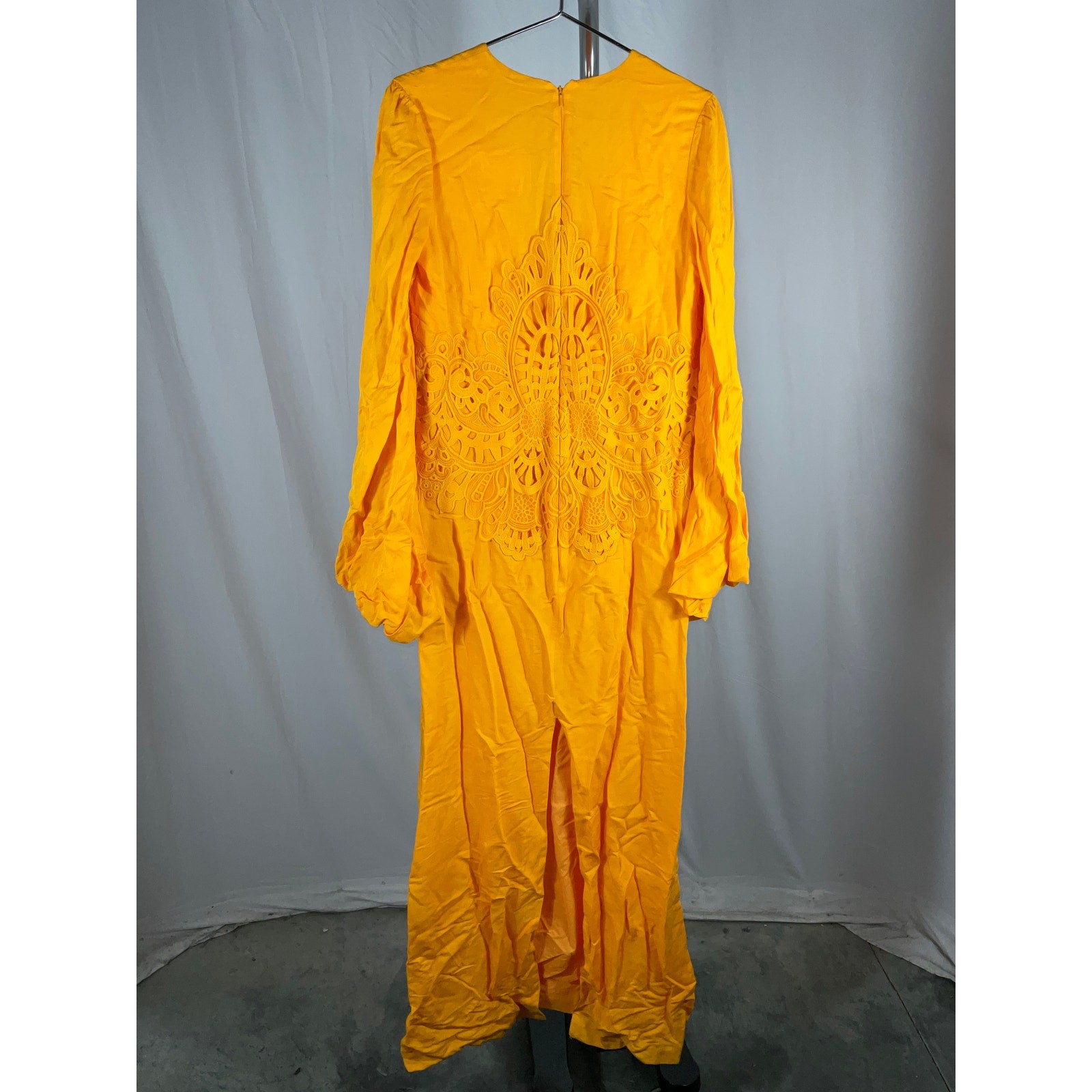 Costarellos 'Katana' Orange Rayon Appliqu�d Woven Gown Size 6