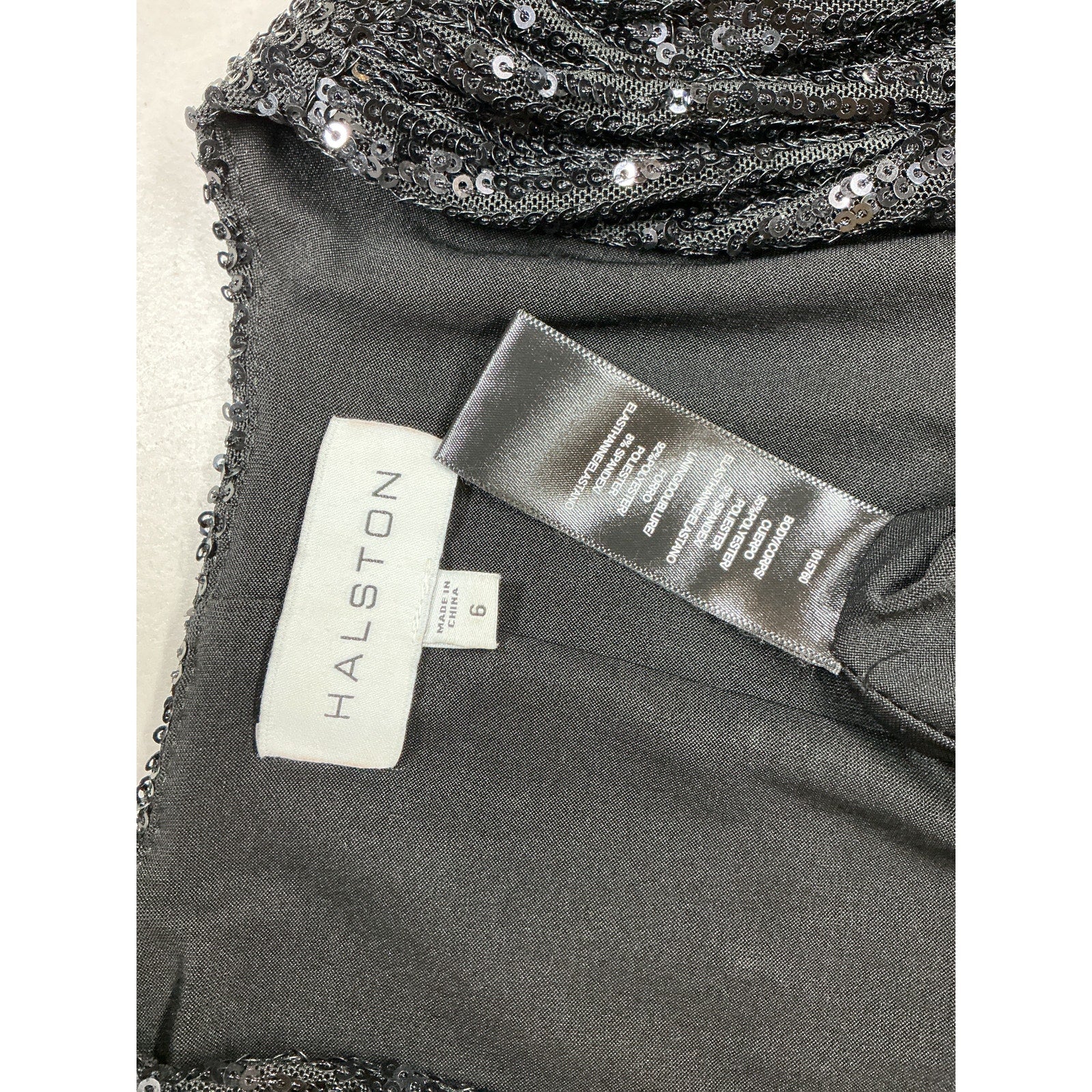 Halston 'Falan' Black Polyester Sequined Cocktail Dress Size 6
