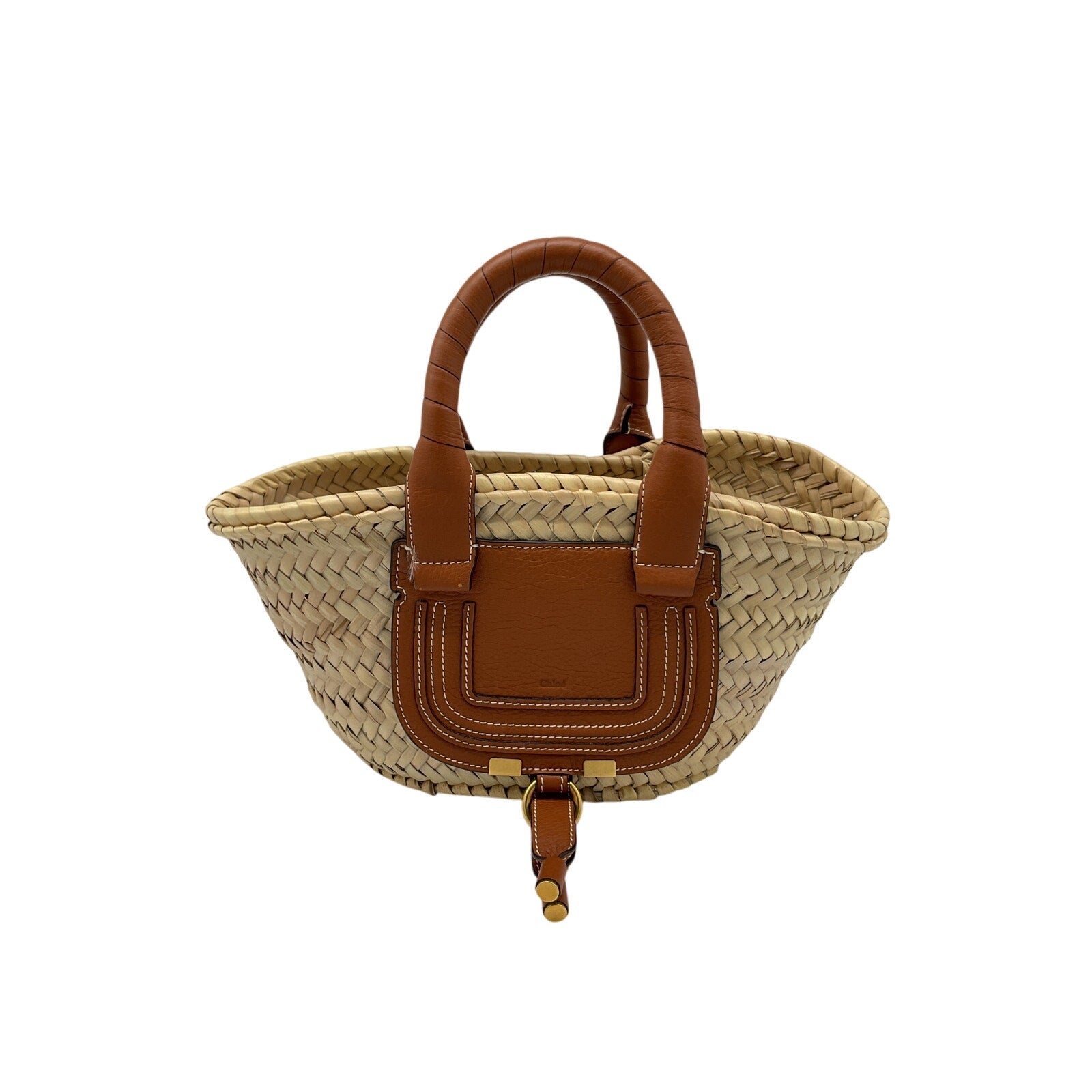 Chlo� 'Marcie' Beige Mini Raffia & Leather Tote