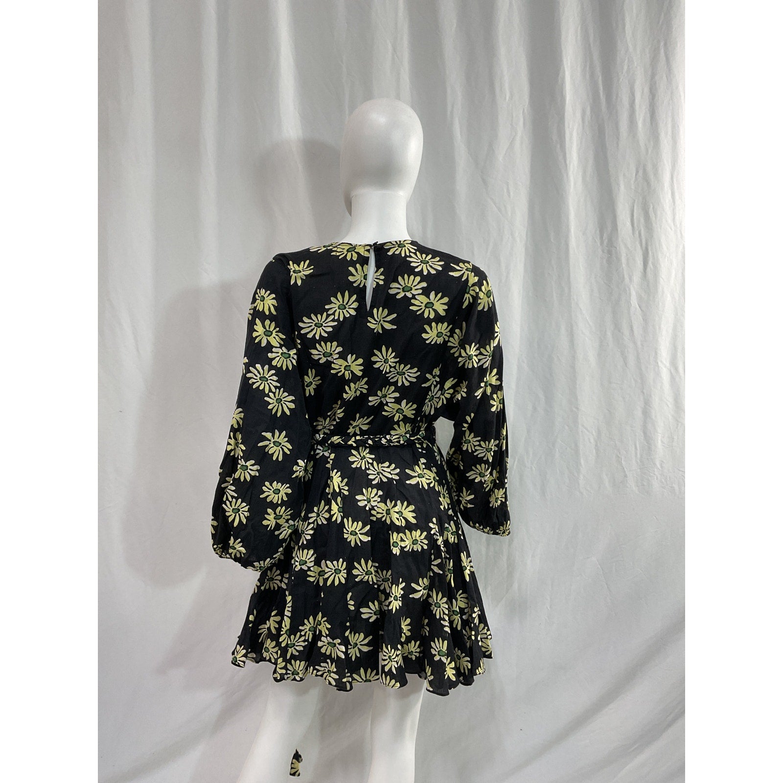 Rhode 'Ella' Black Cotton Linen Mini Dress Size XS
