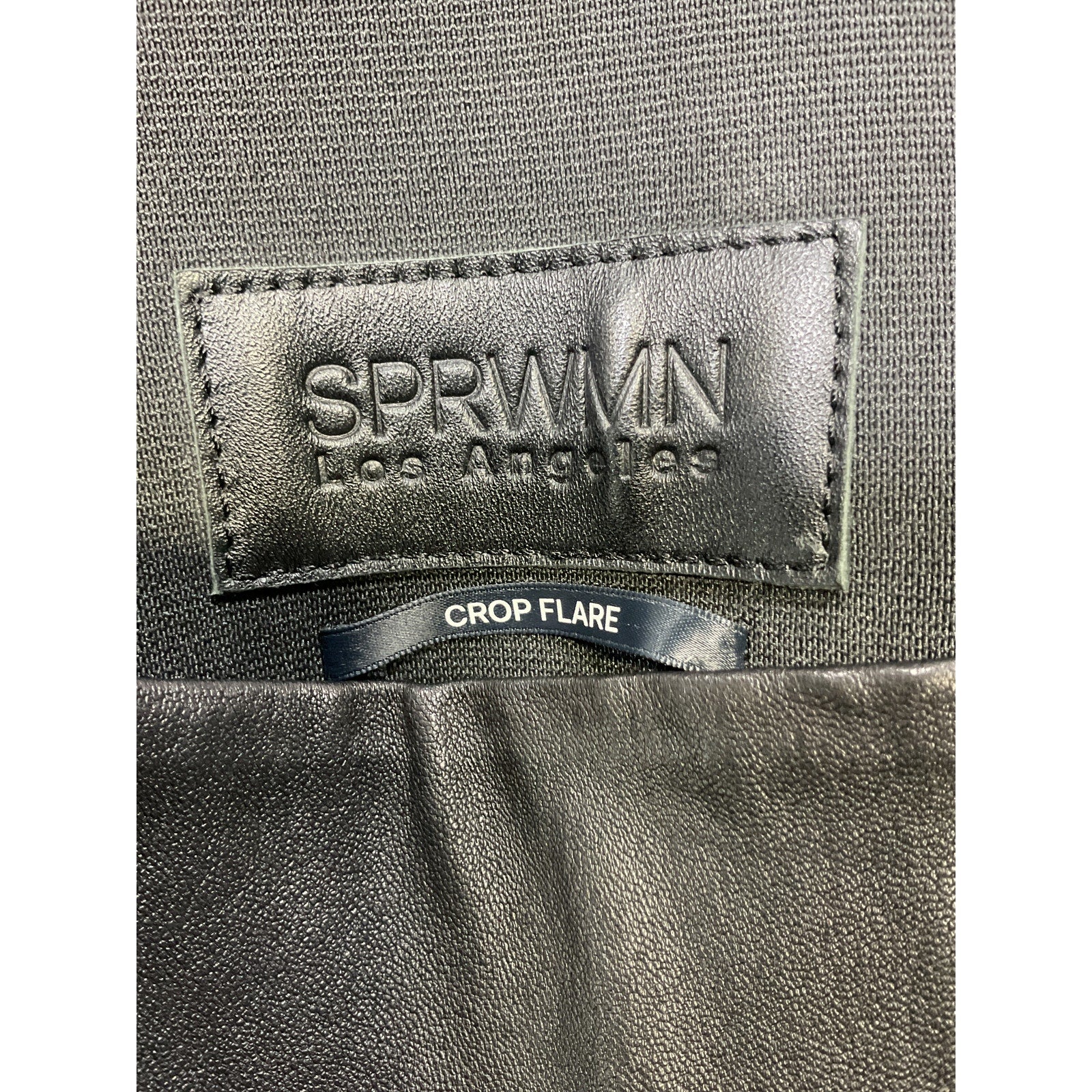 Sprwmn Crop Flare Black Leather Legging Size L