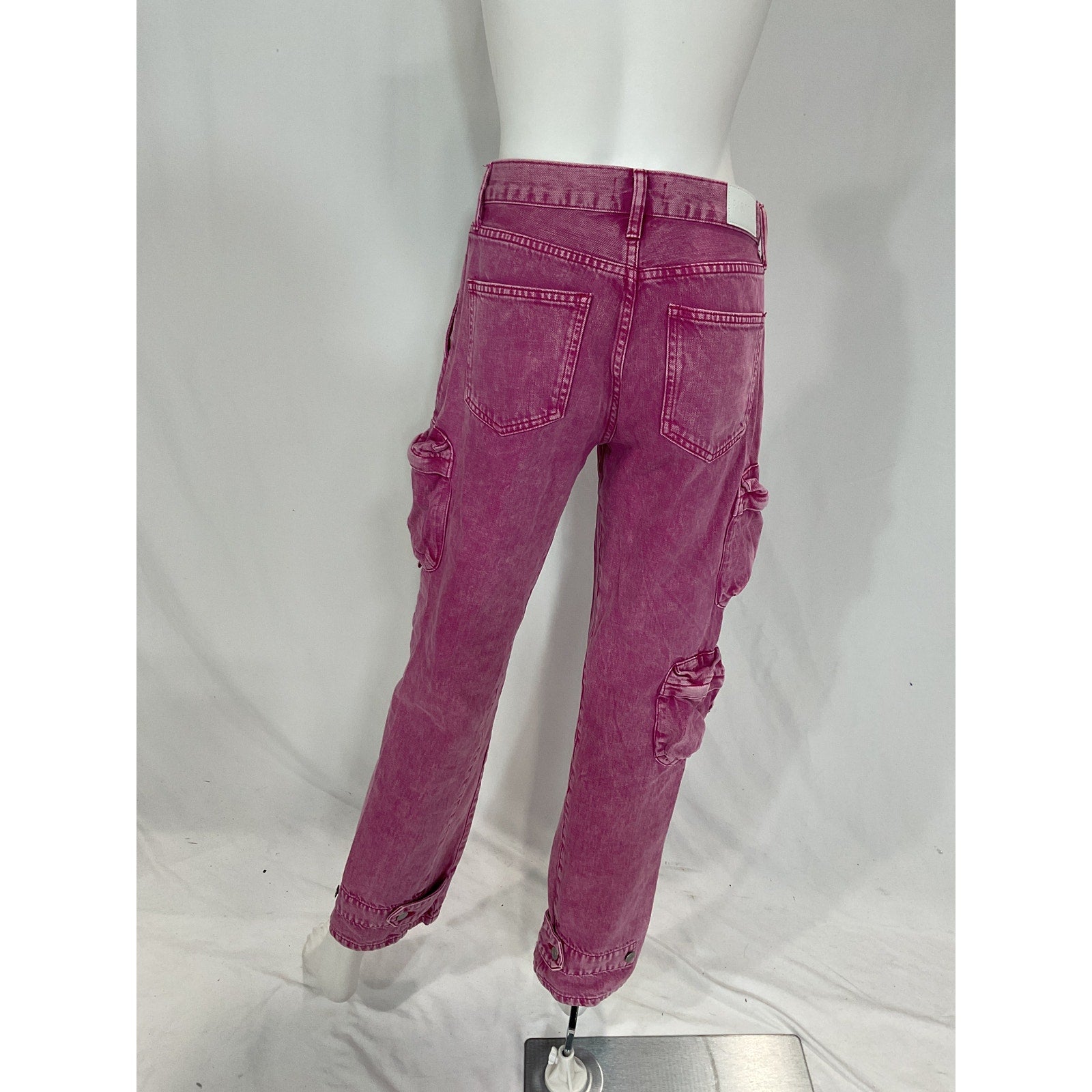 Pistola 'Bobbie' Pink Utility Mid Rise Straight Cargo Denim Jean Size 25
