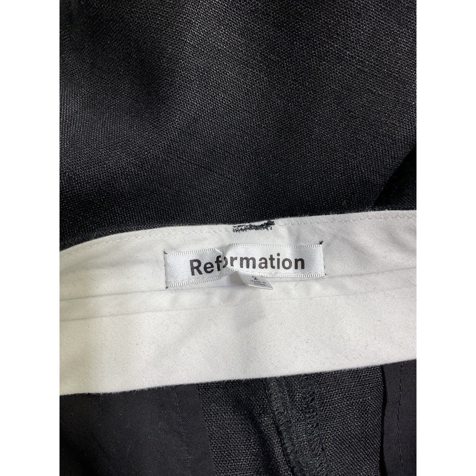 Reformation 'Alex' Black Linen Linen Pant Size 2